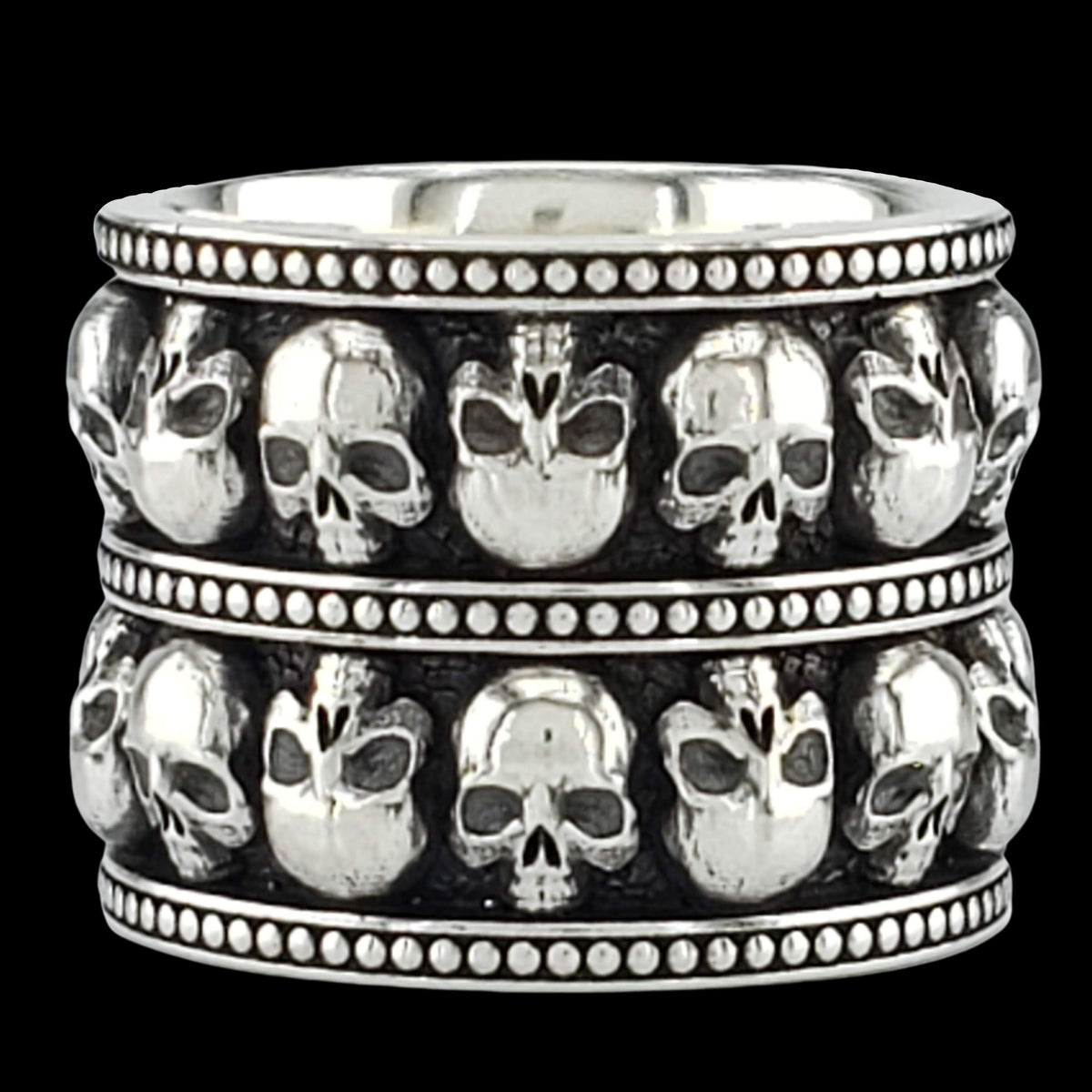 MEMENTO MORI CATACOMBS DOUBLE STACK WIDE SKULL BAND RING - Starting at $229