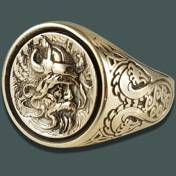 VIKING ODIN SIGNET RING - NORSE MYTHOLOGY JEWELRY - Celtic Jewelscapes