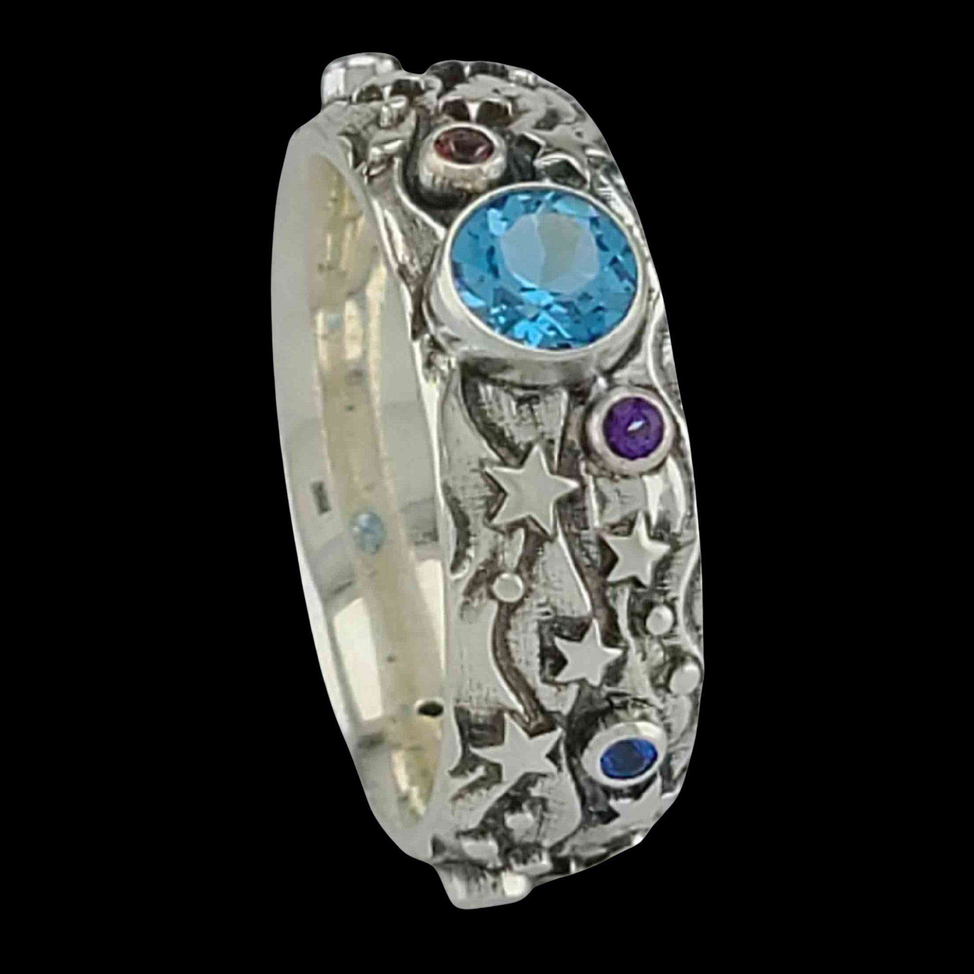 STARS, MOONS and RAINBOWS Band Ring with 2mm and 5mm Sapphires - Starting at $299