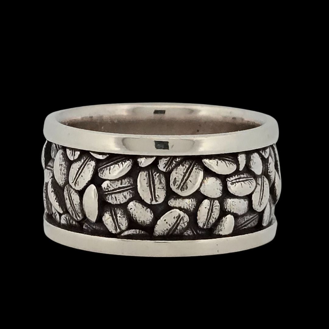 BARISTA COFFEE BEANS Band 1 or 2-Tone 10KT or 14KT - Fun Engagement Wedding Band or Statement Ring for Java Caffeine Lover