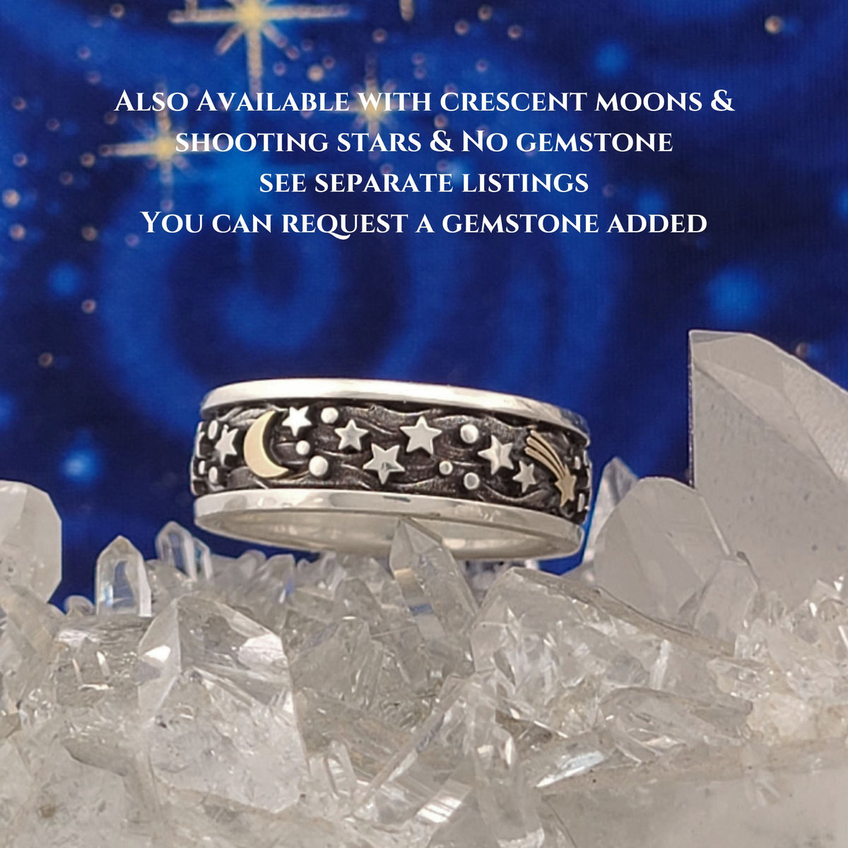 Starry Night Band Ring -  in Sterling, Continuum or Sterling+10KT