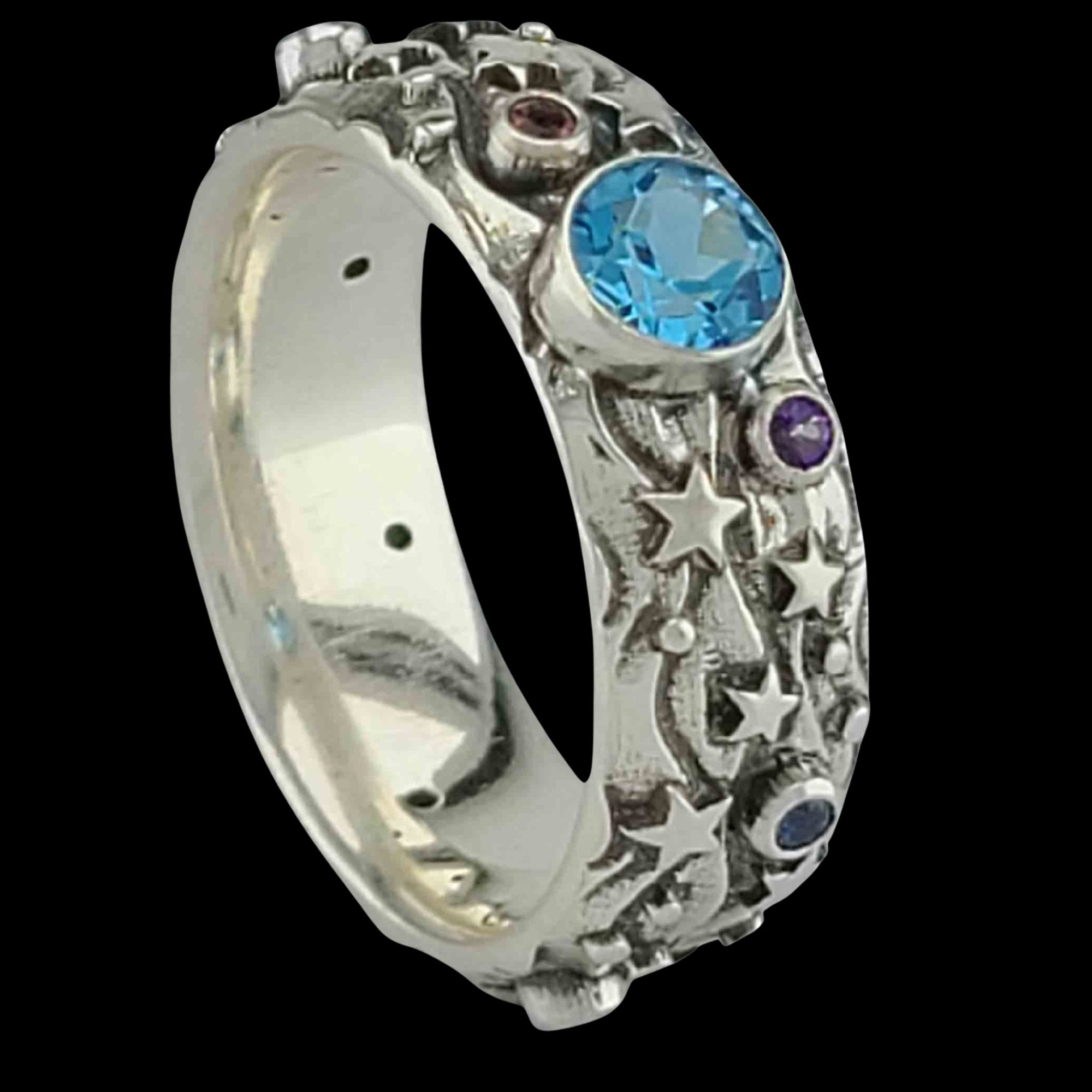 STARS, MOONS and RAINBOWS Band Ring with 2mm and 5mm Sapphires - Starting at $299