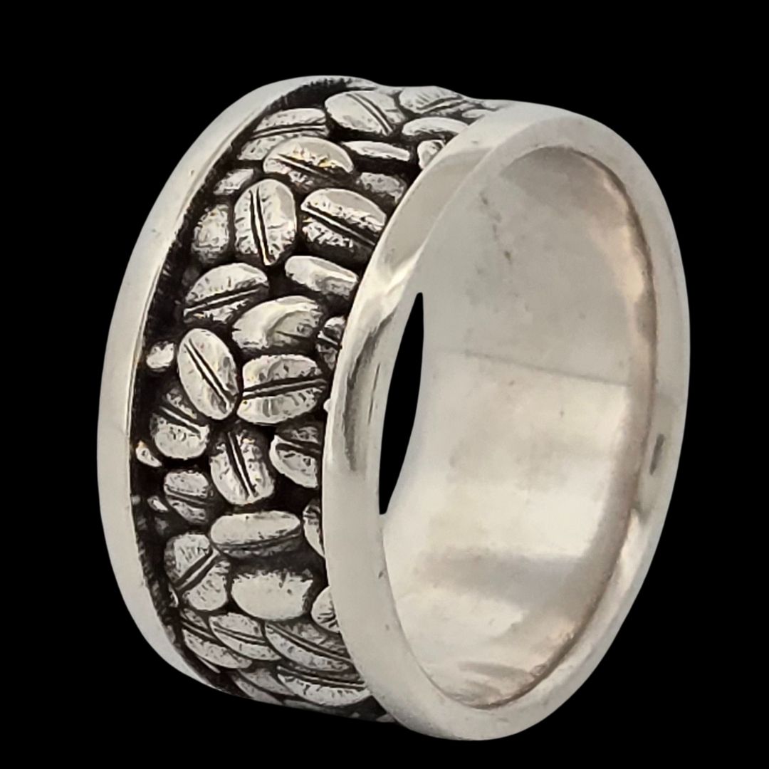 BARISTA COFFEE BEANS Band 1 or 2-Tone 10KT or 14KT - Fun Engagement Wedding Band or Statement Ring for Java Caffeine Lover