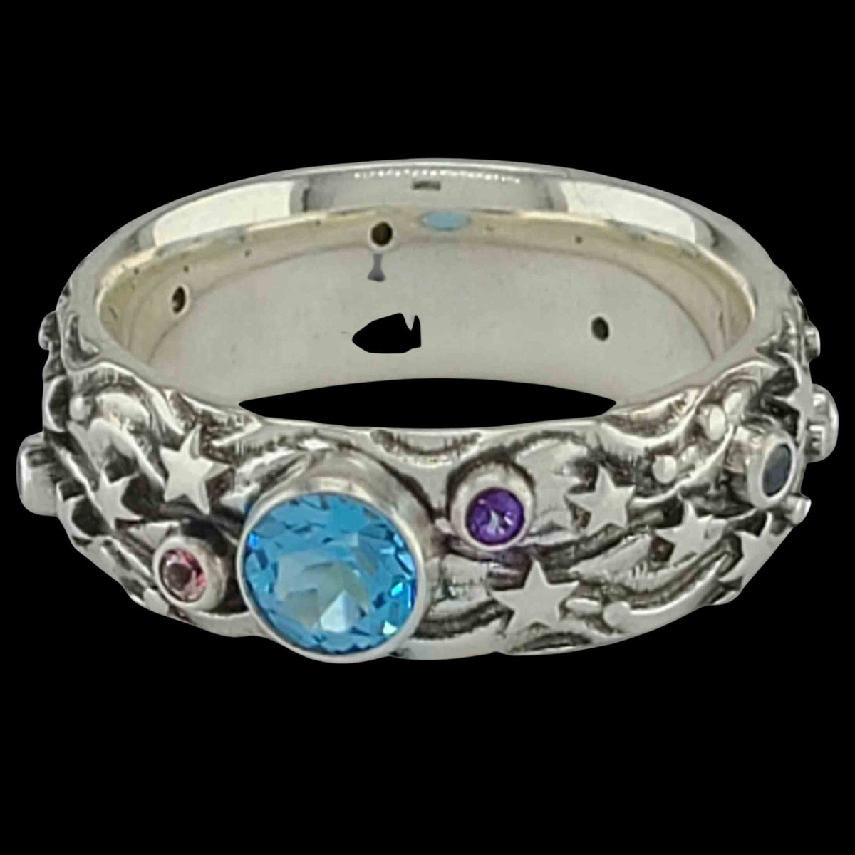 STARS, MOONS and RAINBOWS Band Ring with 2mm and 5mm Sapphires - Starting at $299