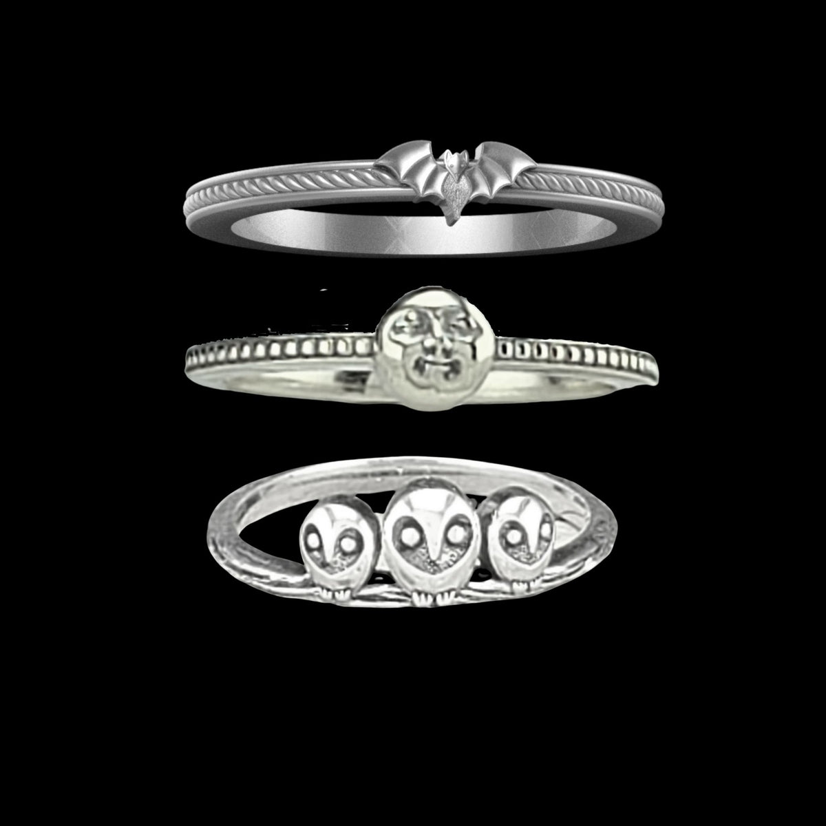 BUNDLE STACKER RINGS - BUY 2 GET 1 FREE - 14KT WHITE GOLD - NOTE: If you need each in different sizes, please add details to order notes