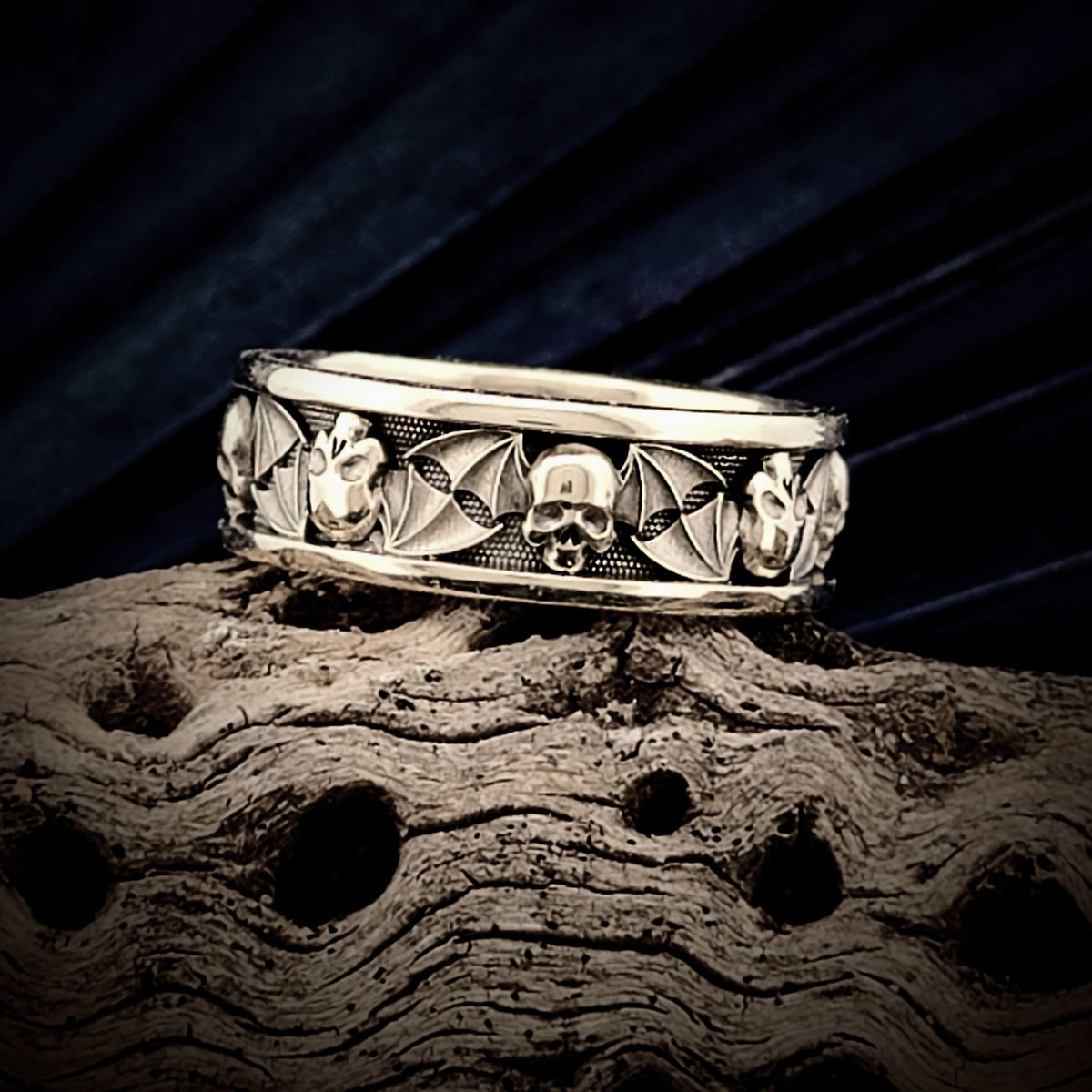Fun Skull with Bat Wings Ring Halloween Inspired Winged Skull Design Gothic Fantasy Jewelry Gift for Gothic &amp; Alternative Fashion Enthusiast