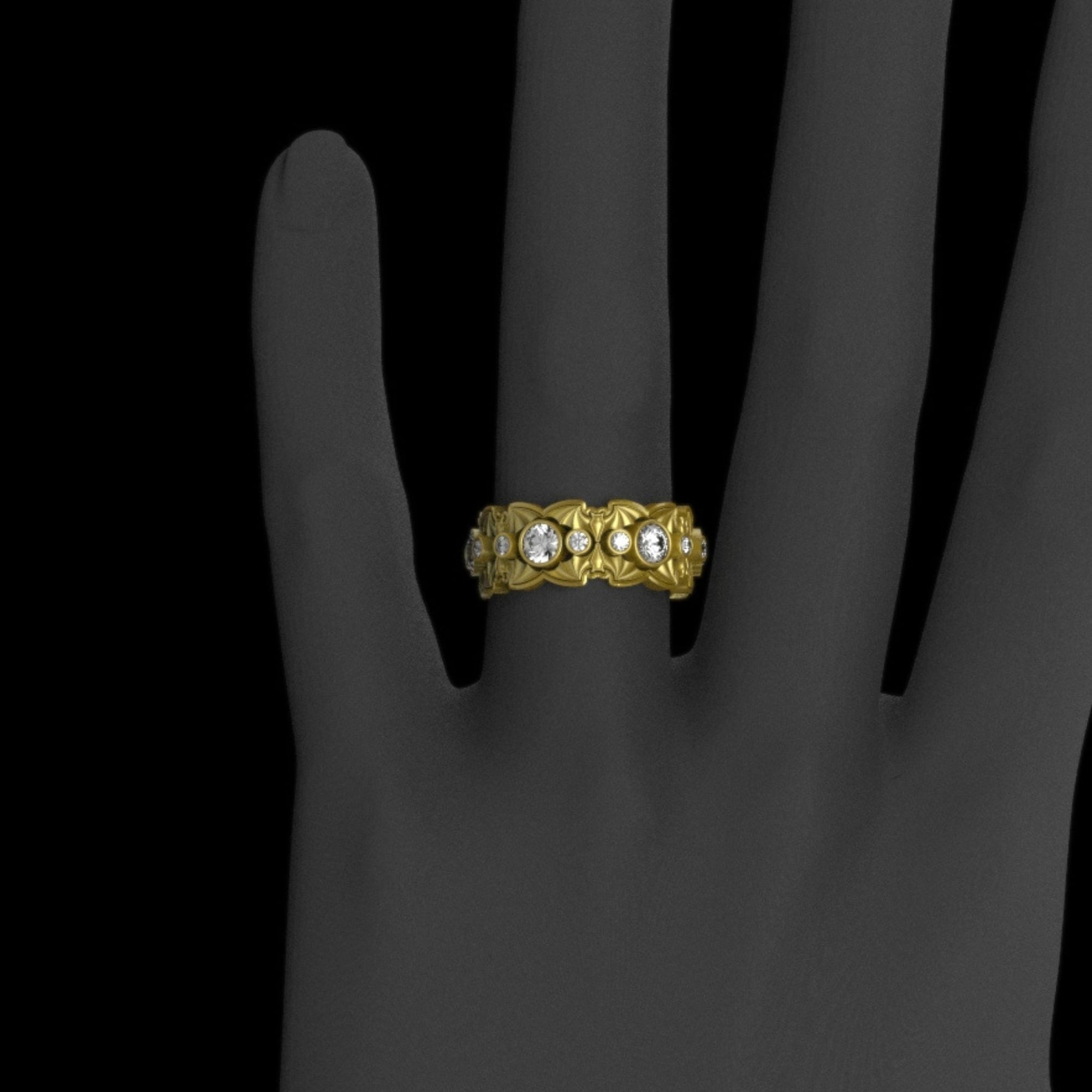 The Opulent Gothic Nightfall Double Bats Solitaire Statement Ring with Lab Grown Rubies & Black Diamonds - Just In Time for Halloween Festivities!