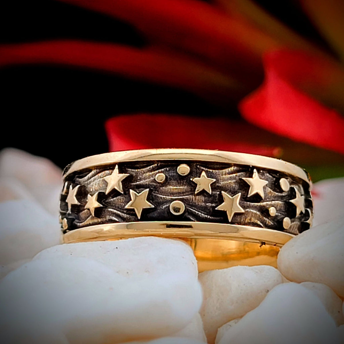 Starry Night Band Ring  - 14KT &amp; 10KT Gold