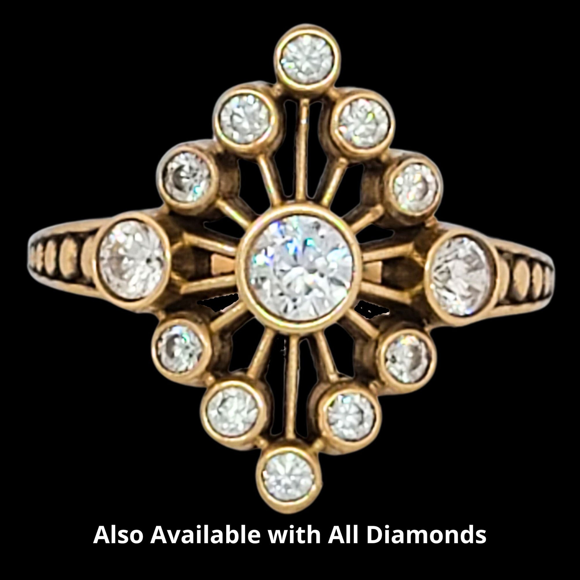 ATOMIC DIAMOND, RUBY & BLACK SPINEL SOLITAIRE WEDDING, ENGAGEMENT OR STATEMENT RING - Starting at $1199