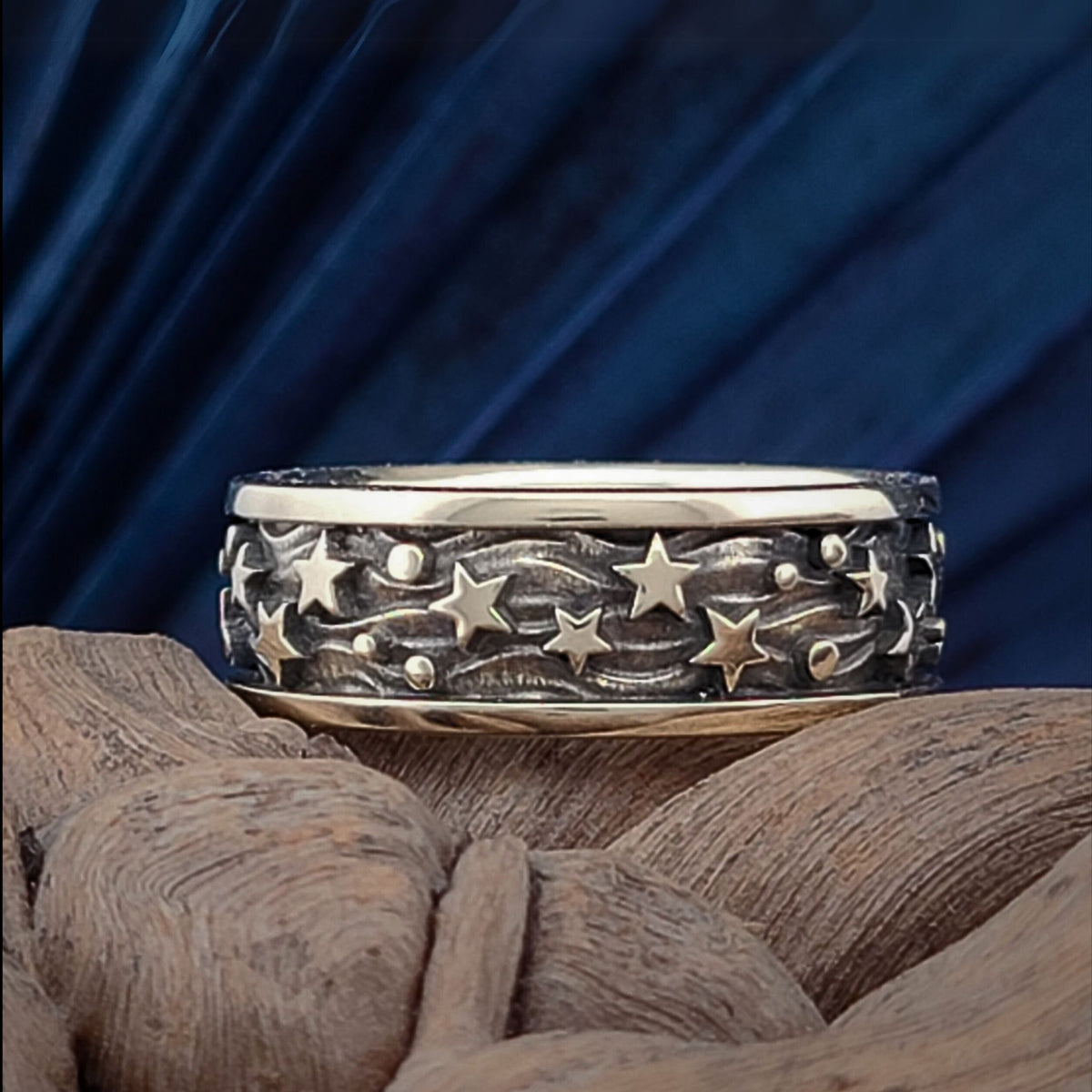 Starry Night Band Ring -  in Sterling, Continuum or Sterling+10KT
