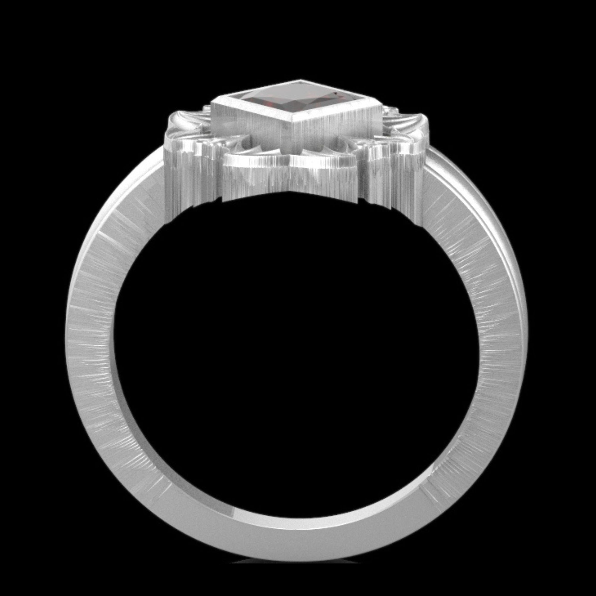 Gothic Nightfall Bat Solitaire Statement Ring with Princess Cut Gemstone