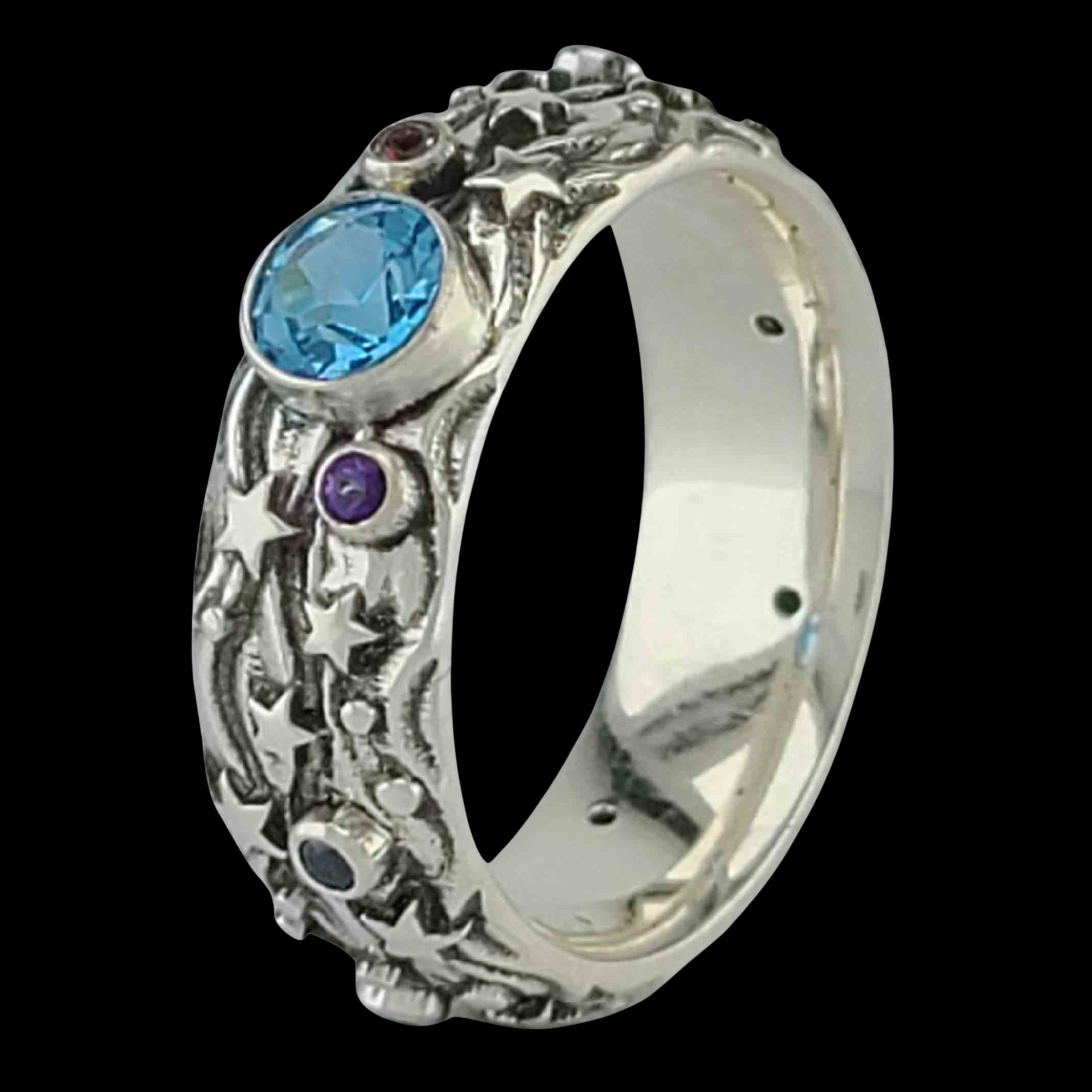 STARS, MOONS and RAINBOWS Band Ring with 2mm and 5mm Sapphires - Starting at $299