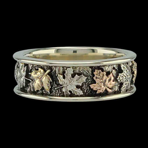 AUTUMN MAPLE TREE LEAVES BAND RING 3-TONE - Starting at $599 - Celtic ...