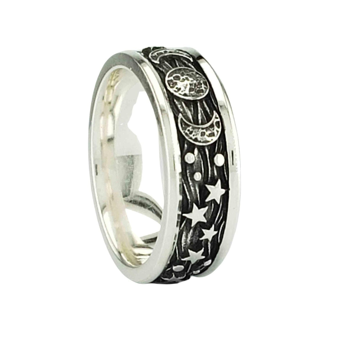 QUEEN OF ASGARD Band Ring - Celestial Jewelry with Planets &amp; Stars in Silver &amp; Silver+10KT Gold