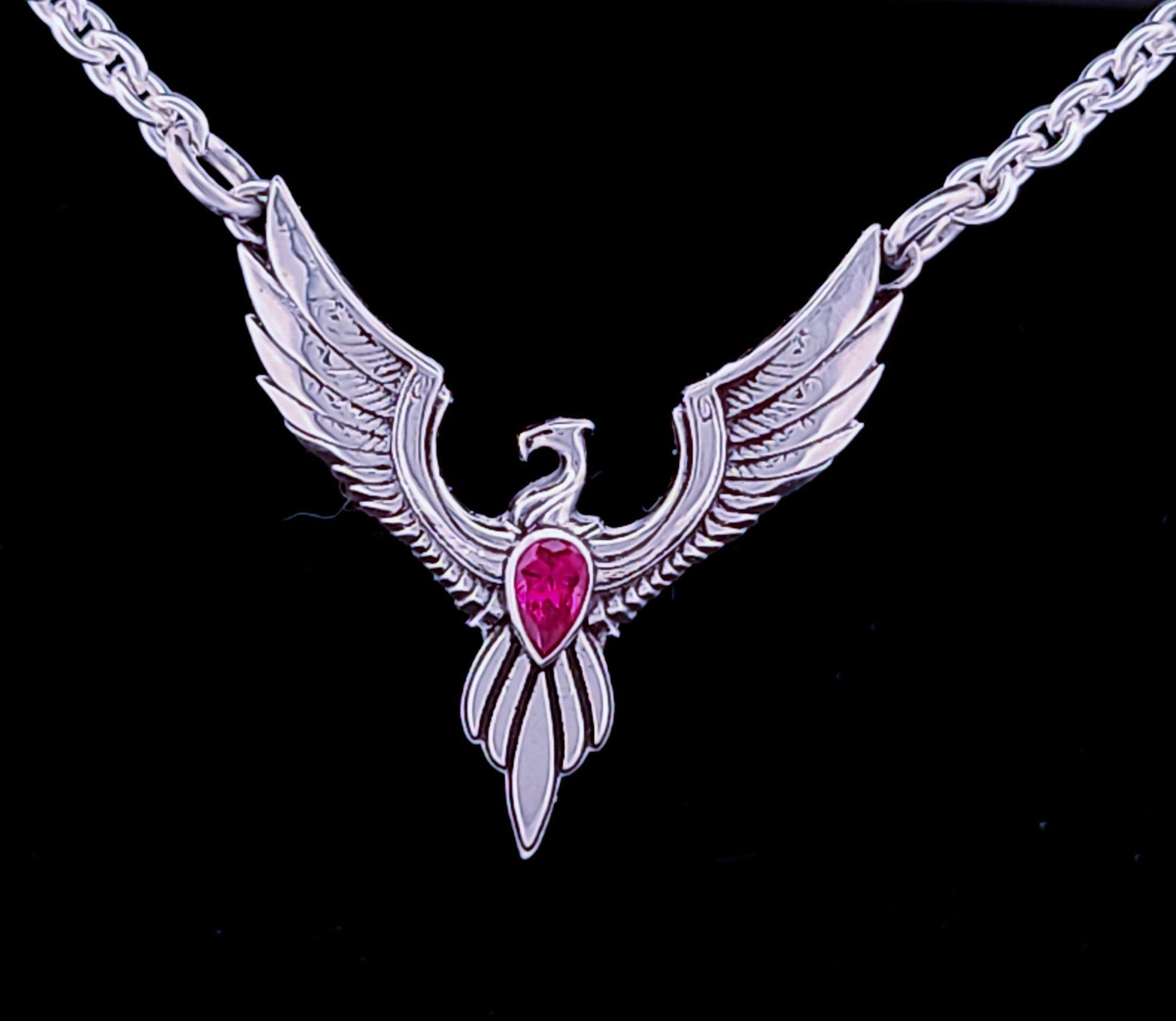 Phoenix Rising Mythological Firebird Pendant with Pear