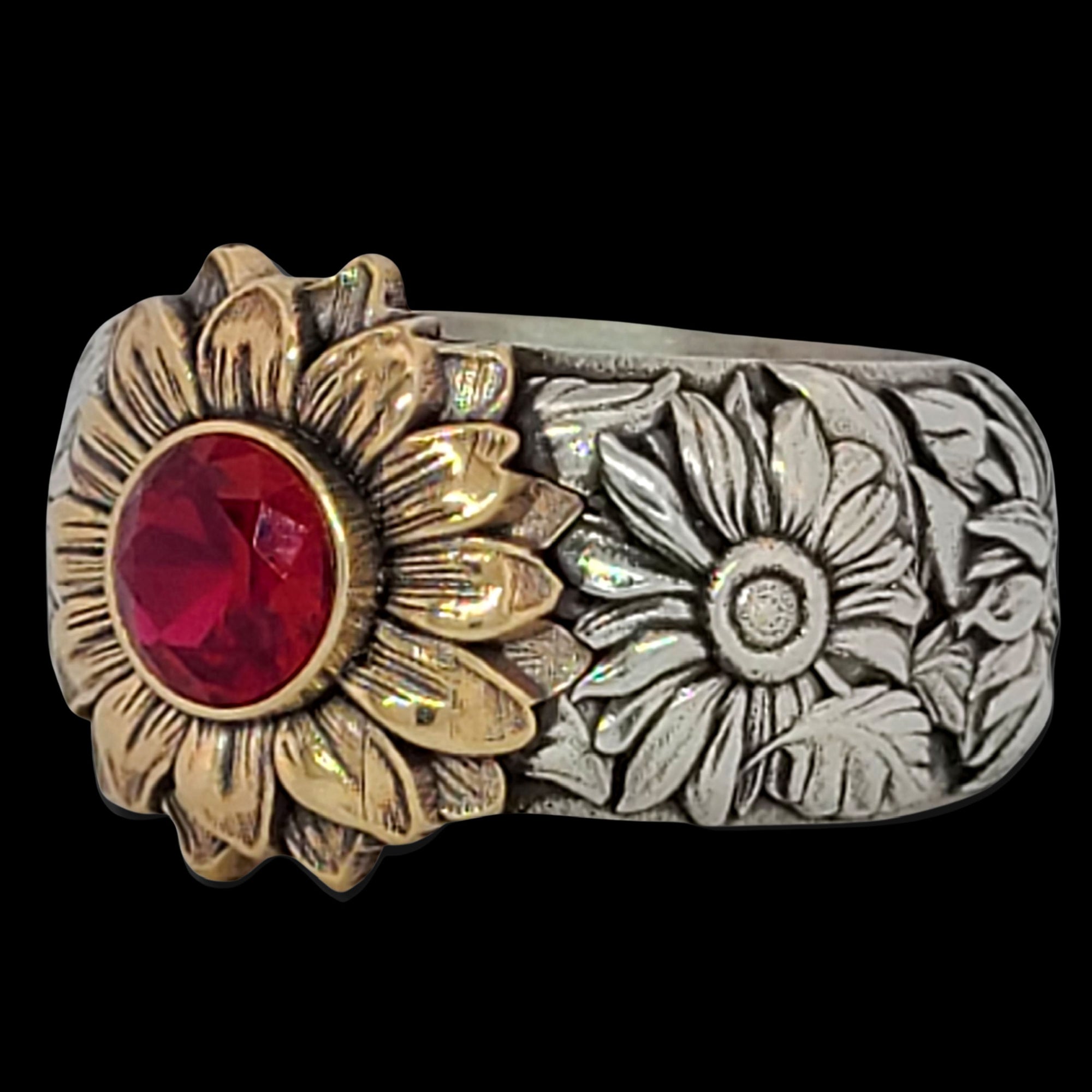 SUNFLOWER SOLITAIRE Ring in SILVER with CHOICE of 5mm GEMSTONE - Starting at $299
