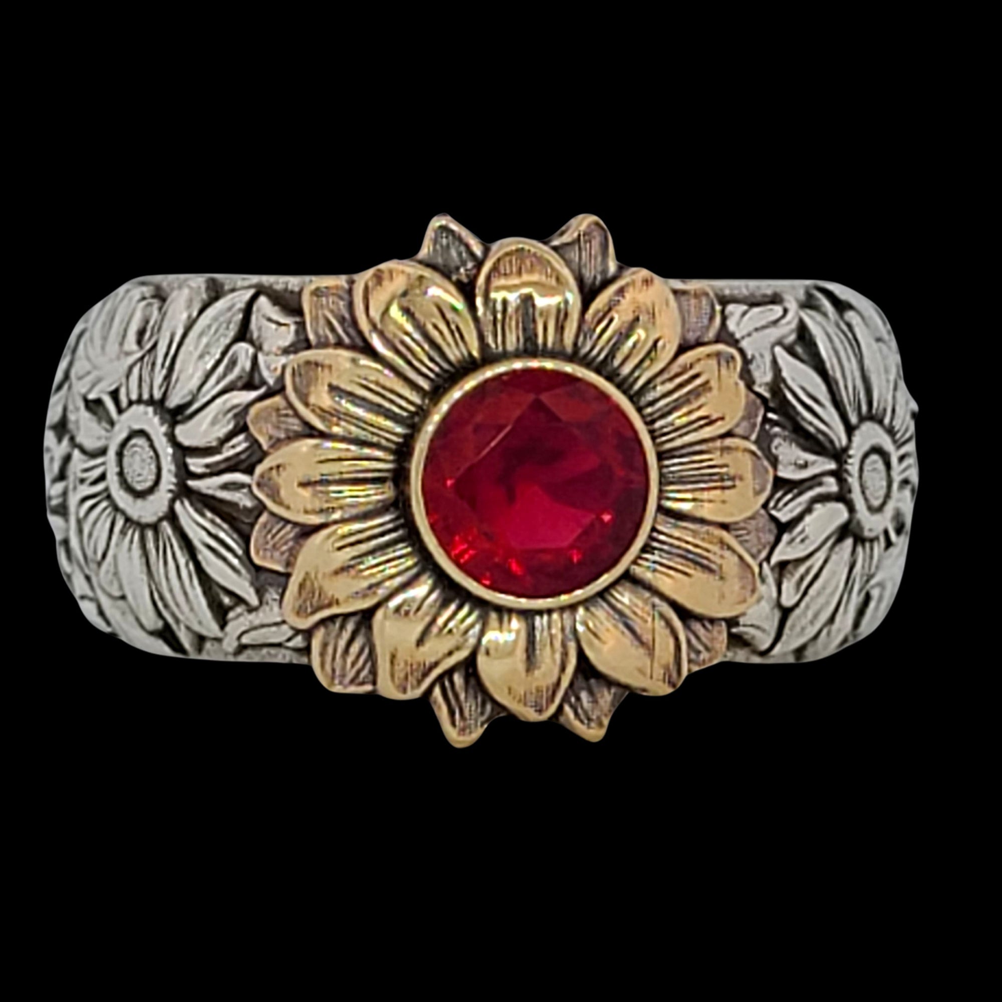 SUNFLOWER SOLITAIRE Ring in GOLD with CHOICE of 5mm GEMSTONE - Starting at $1089