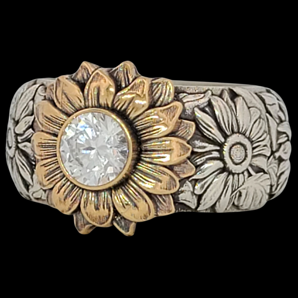 SUNFLOWER SOLITAIRE Ring in SILVER with CHOICE of 5mm GEMSTONE - Starting at $299