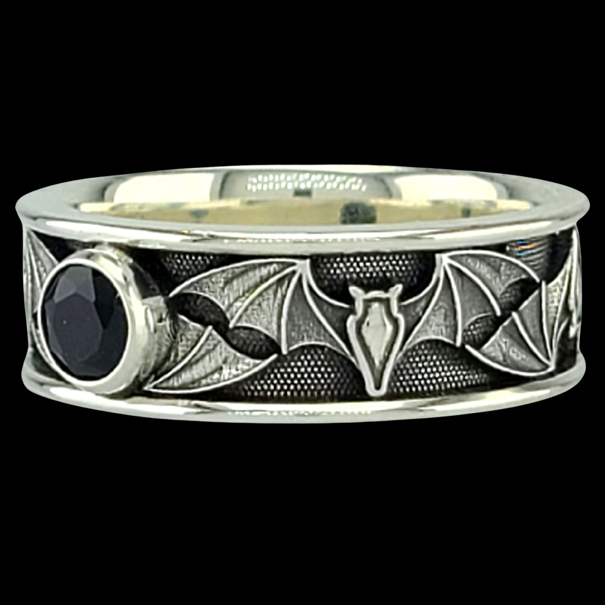 BAT WIDE SOLITAIRE Band Ring in GOLD with CHOICE OF 5mm GEMSTONES - Staring at $1049