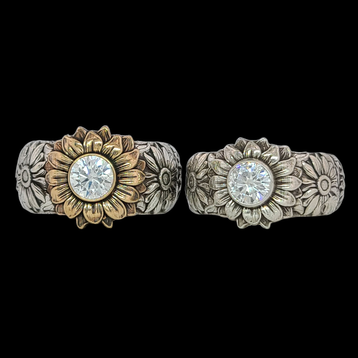 SUNFLOWER SOLITAIRE Ring in GOLD with CHOICE of 5mm GEMSTONE - Starting at $1089