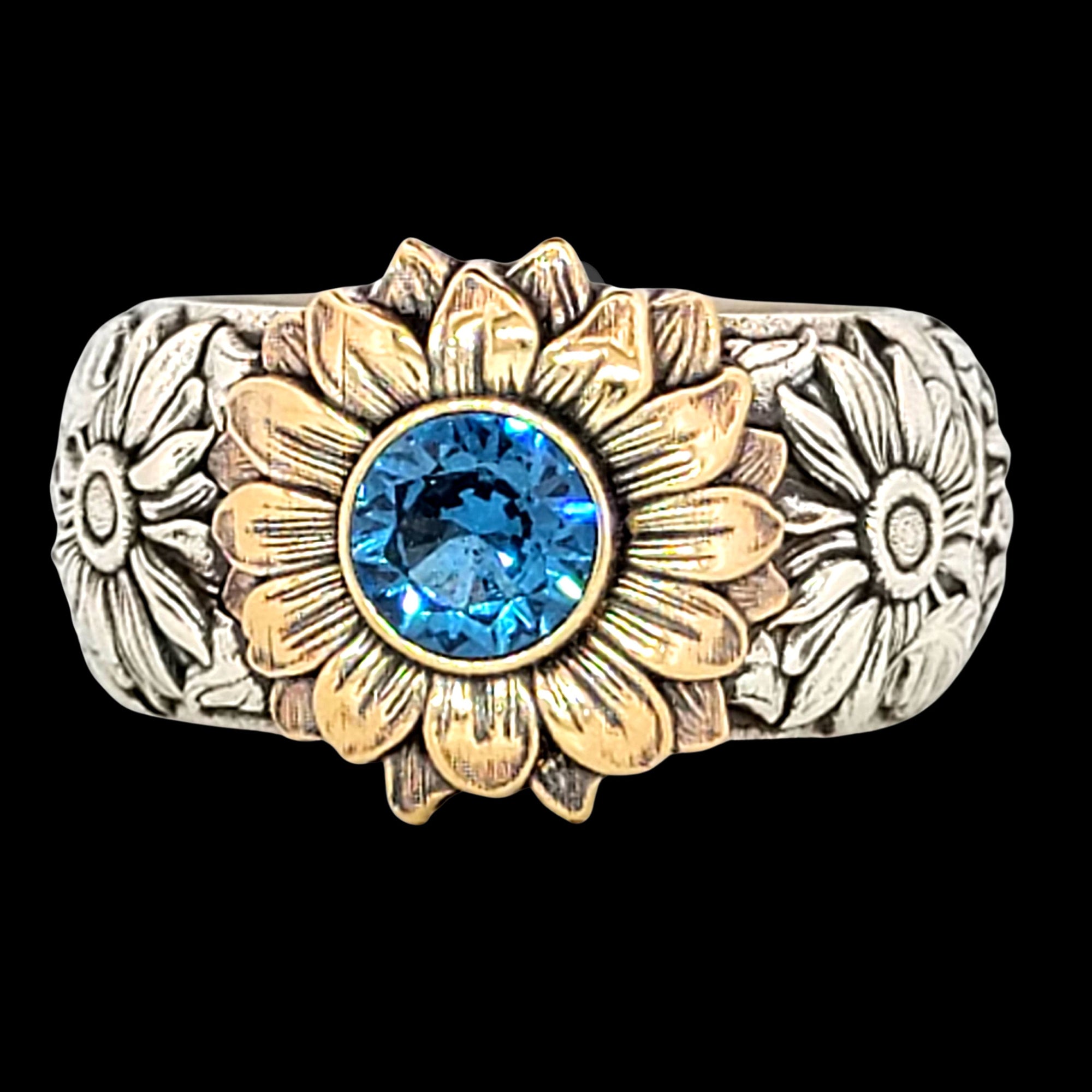 SUNFLOWER SOLITAIRE Ring in GOLD with CHOICE of 5mm GEMSTONE - Starting at $1089