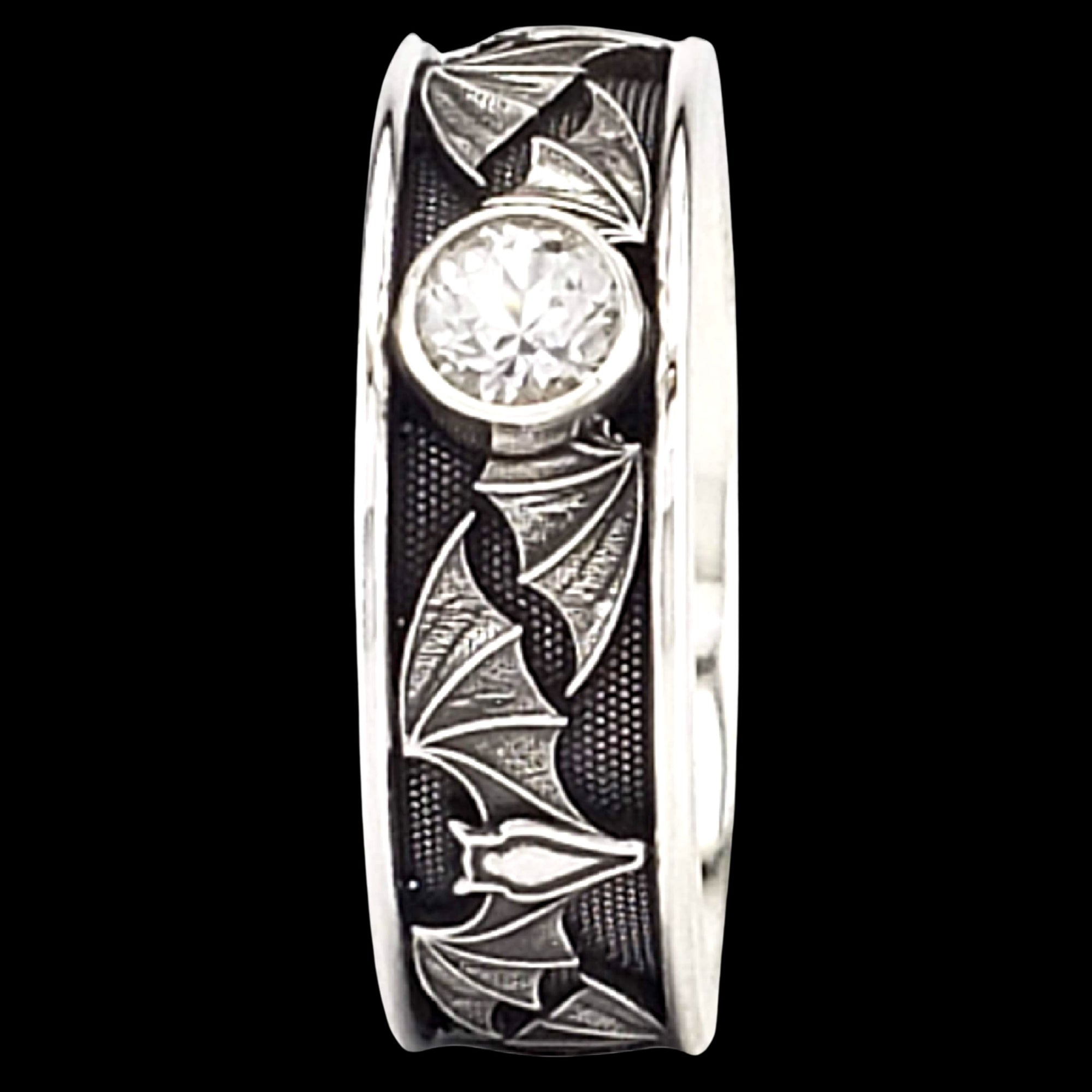 BAT WIDE SOLITAIRE Band Ring in GOLD with CHOICE OF 5mm GEMSTONES - Staring at $1049