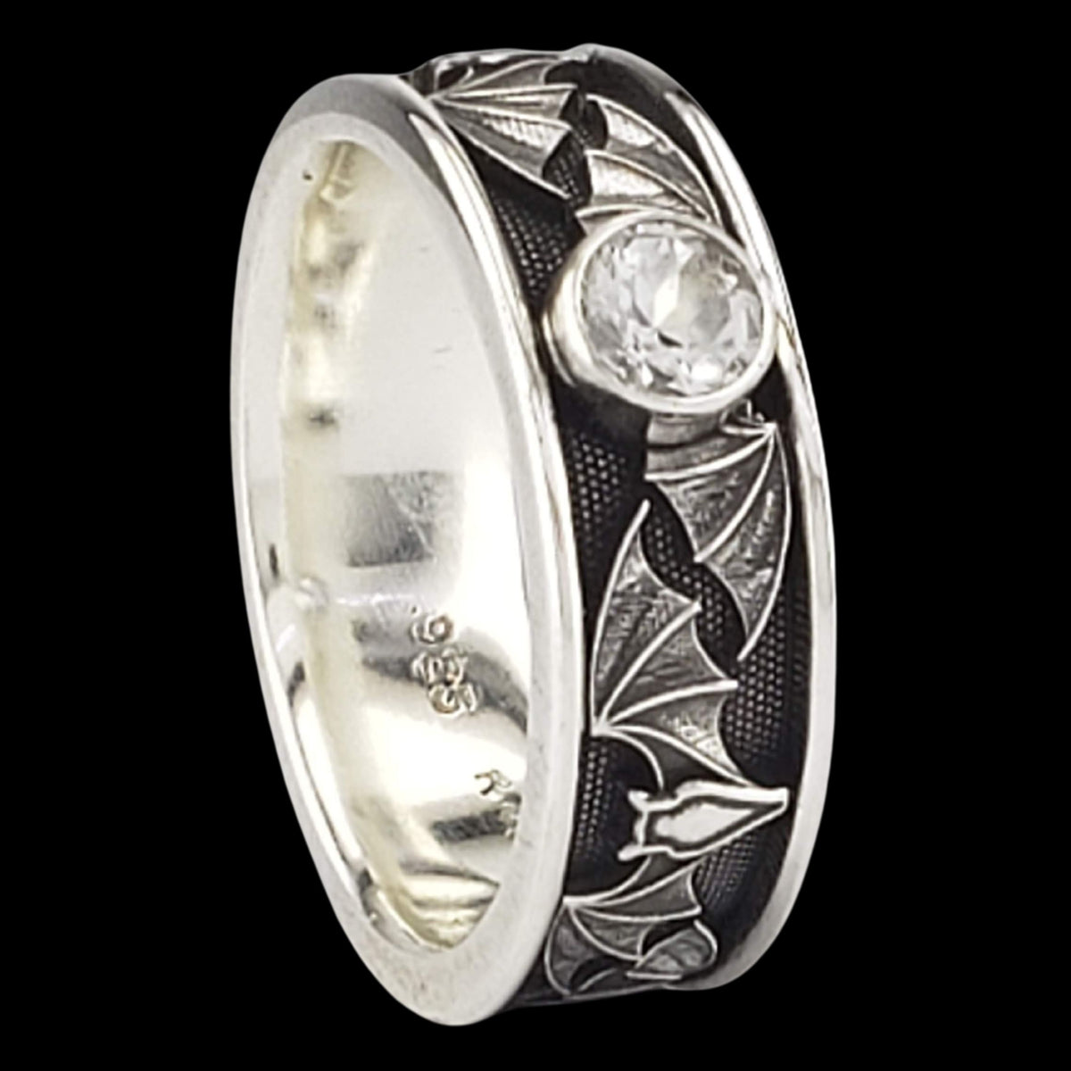 BAT WIDE SOLITAIRE Band Ring in GOLD with CHOICE OF 5mm GEMSTONES - Staring at $1049