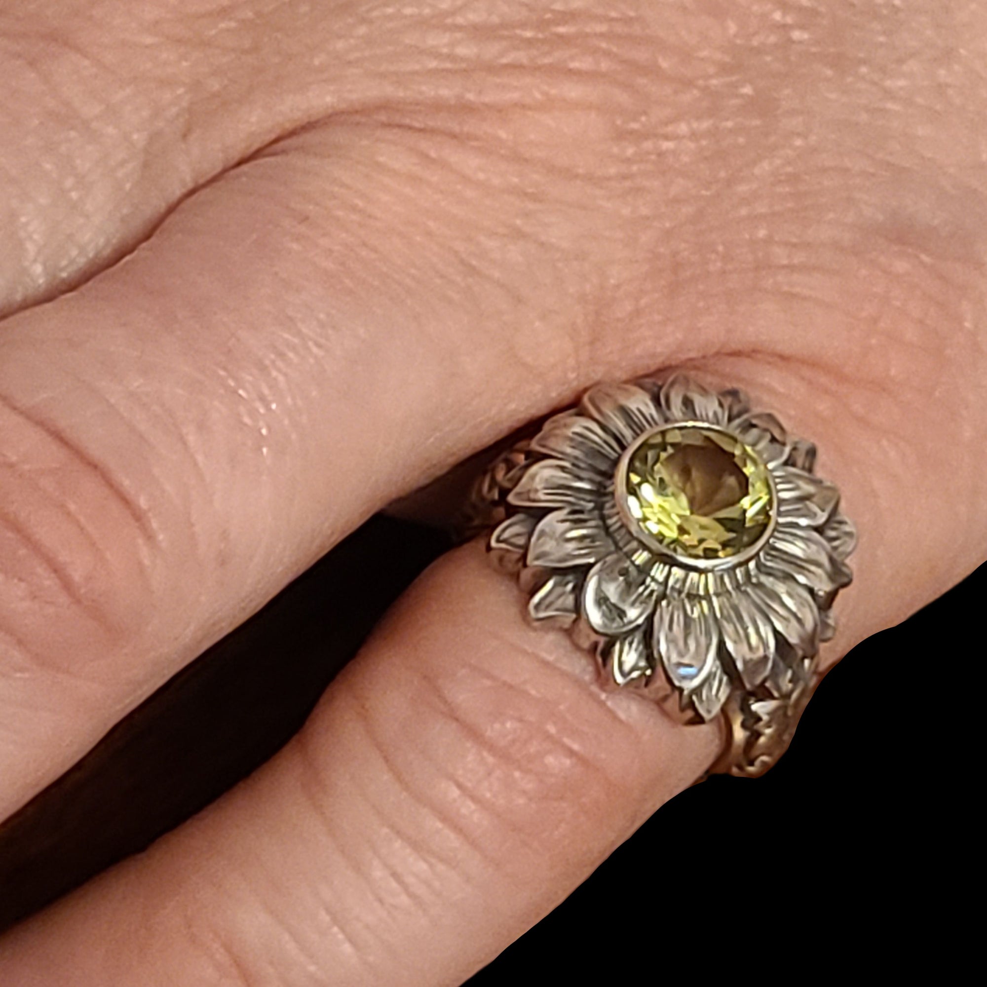 SUNFLOWER SOLITAIRE Ring in GOLD with CHOICE of 5mm GEMSTONE - Starting at $1089