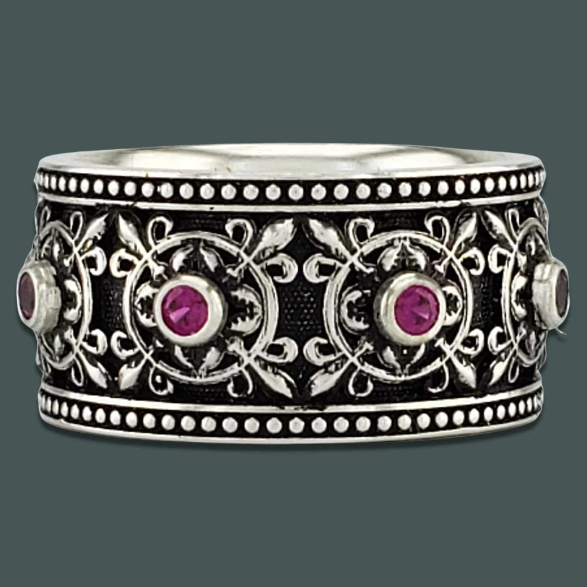 TRIESTE Band Ring in SILVER or CONTINUUM with CHOICE of Six 3mm Gemstones - Starting at $199