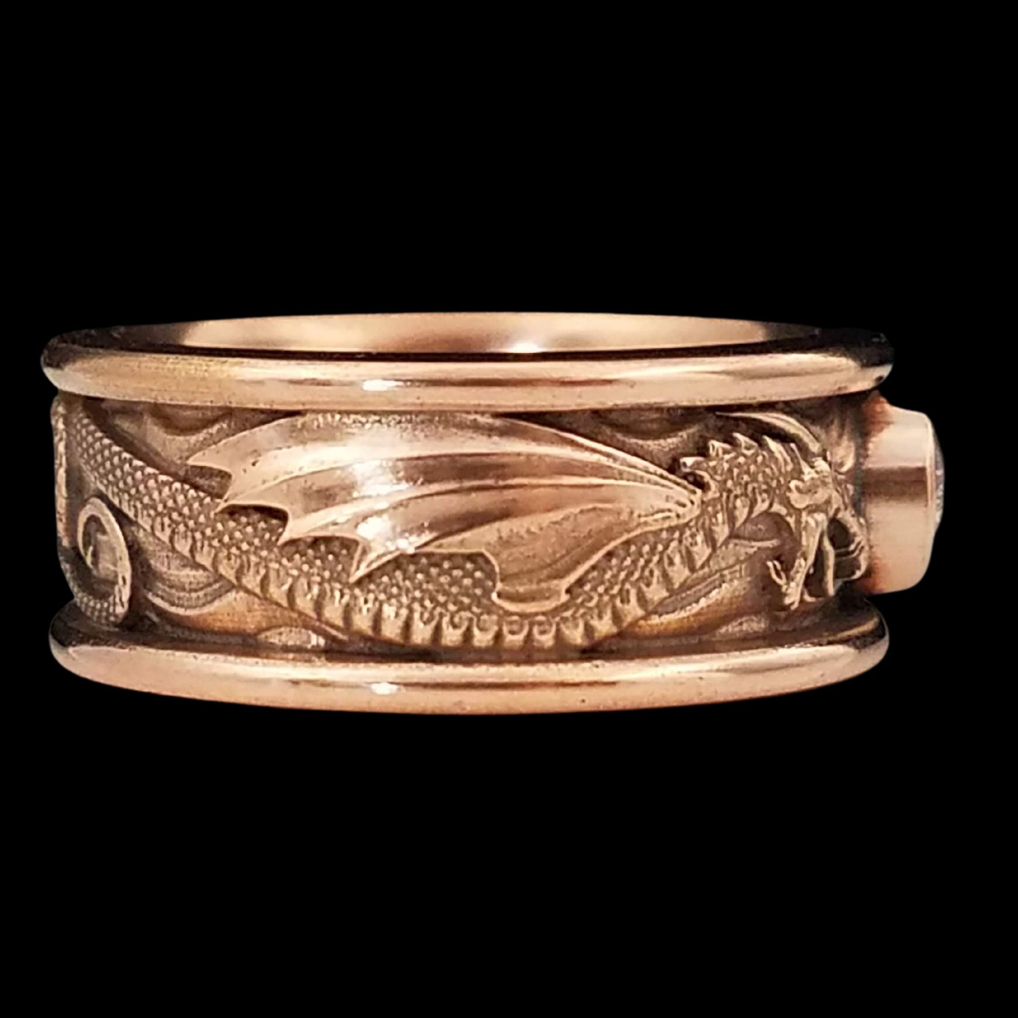 DRACO THE DRAGON SOLITAIRE Band Ring in GOLD with CHOICE OF 5mm GEMSTONE - Starting at $1049