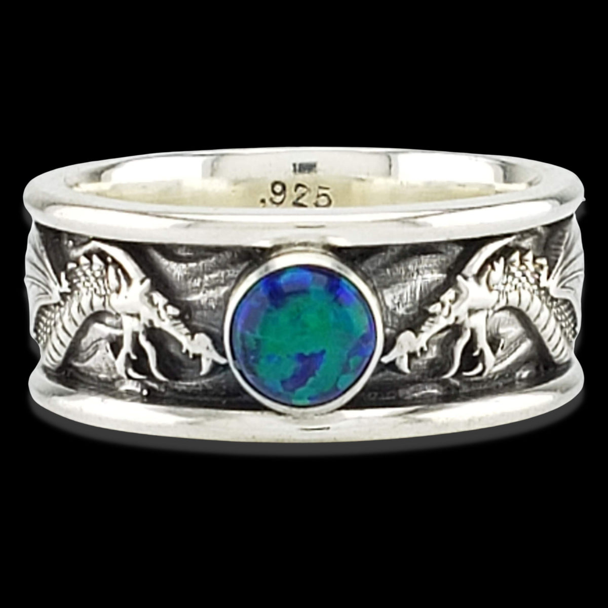DRACO THE DRAGON SOLITAIRE Band Ring in GOLD with CHOICE OF 5mm GEMSTONE - Starting at $1049