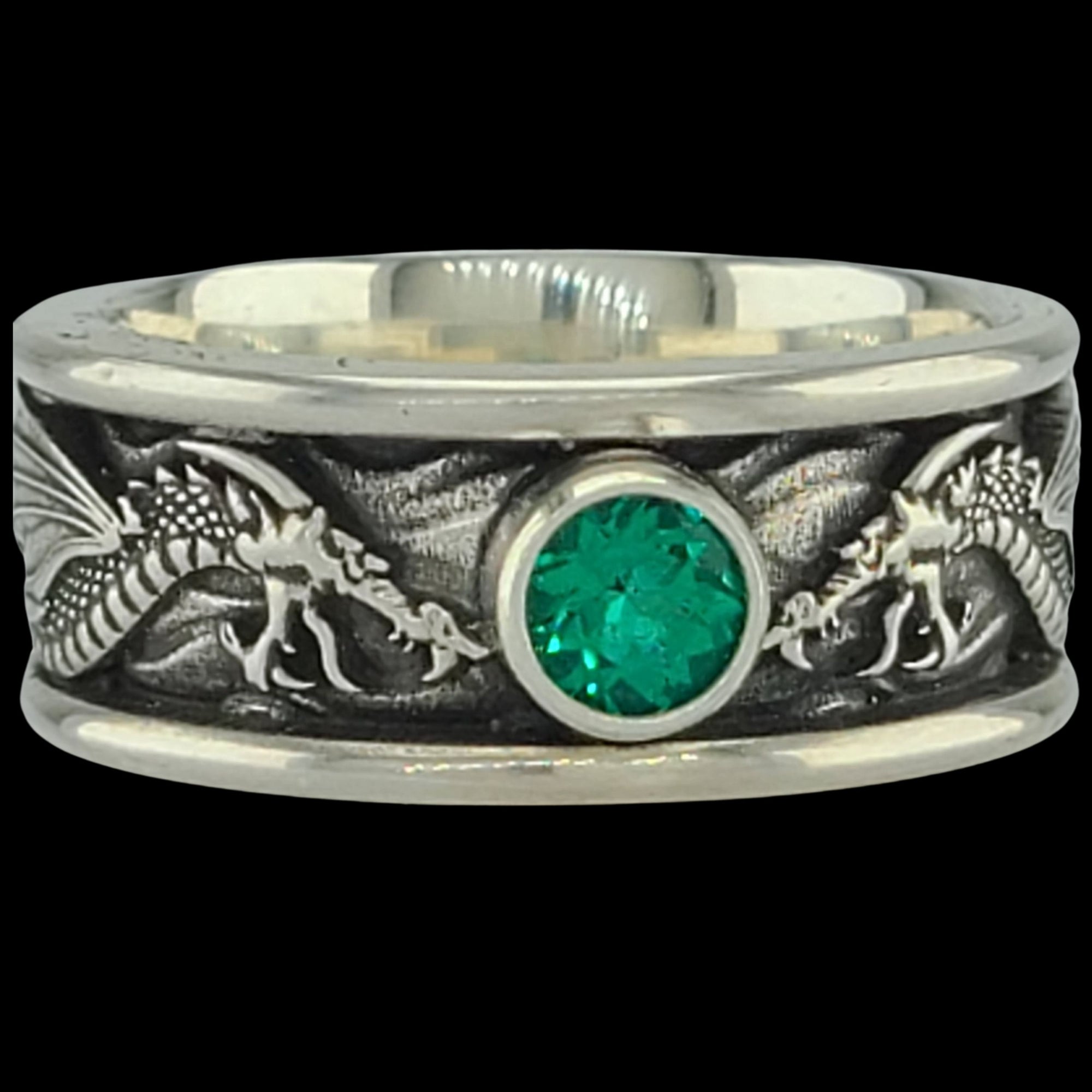 DRACO THE DRAGON SOLITAIRE Band Ring in GOLD with CHOICE OF 5mm GEMSTONE - Starting at $1049