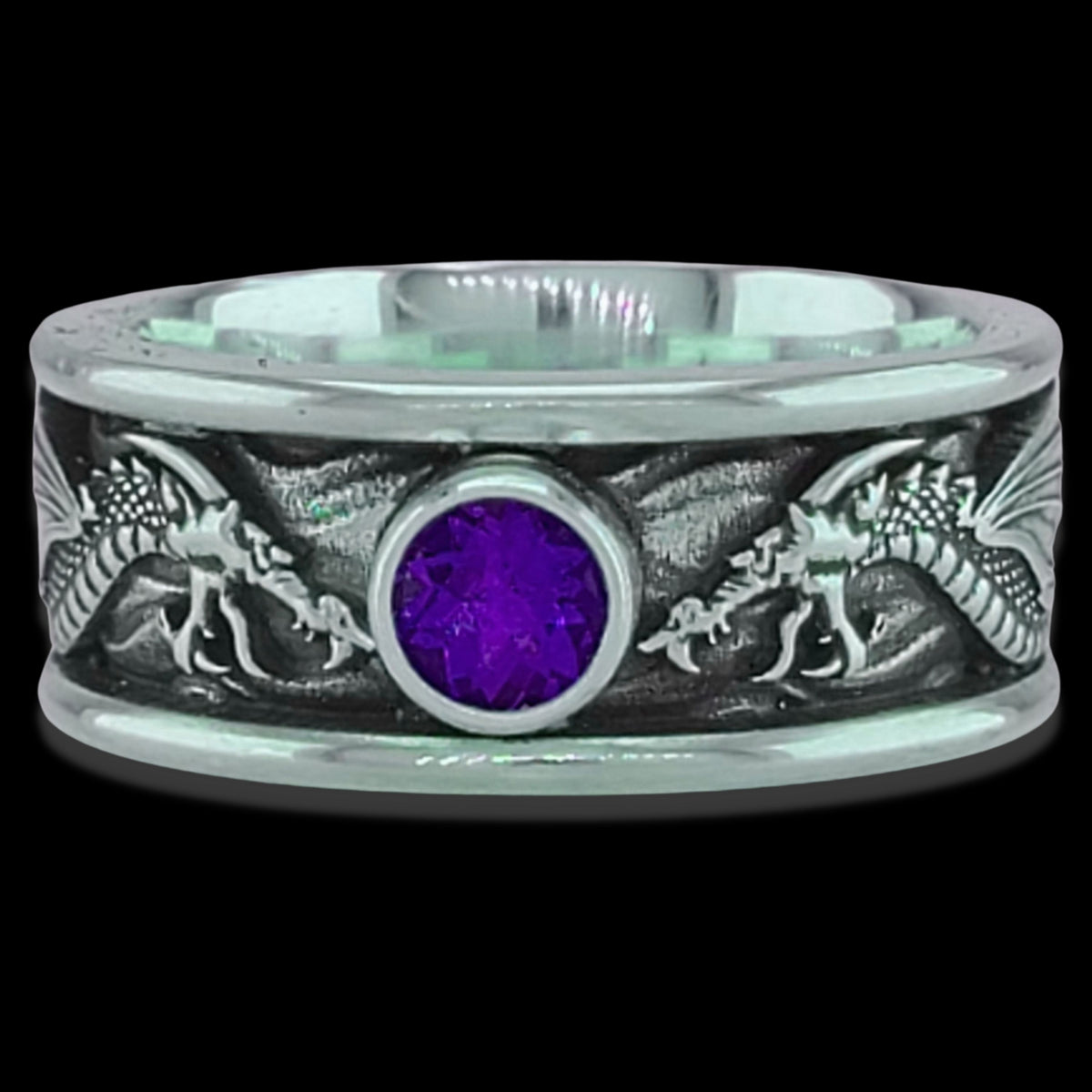 DRACO THE DRAGON SOLITAIRE Band Ring in GOLD with CHOICE OF 5mm GEMSTONE - Starting at $1049