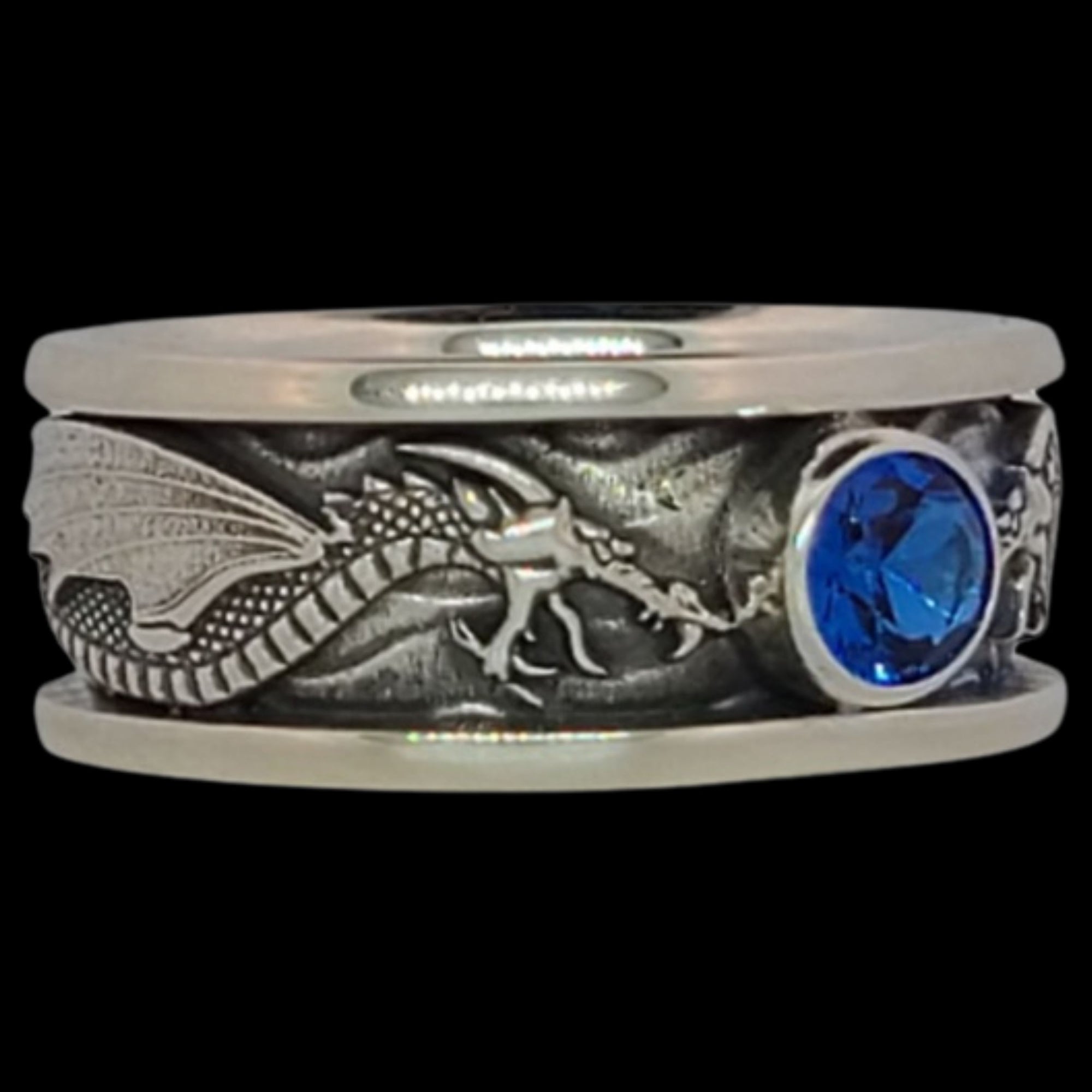 DRACO THE DRAGON SOLITAIRE Band Ring in SILVER, CONTINUUM SILVER or SILVER & GOLD with CHOICE OF 5mm GEMSTONE - Starting at $249