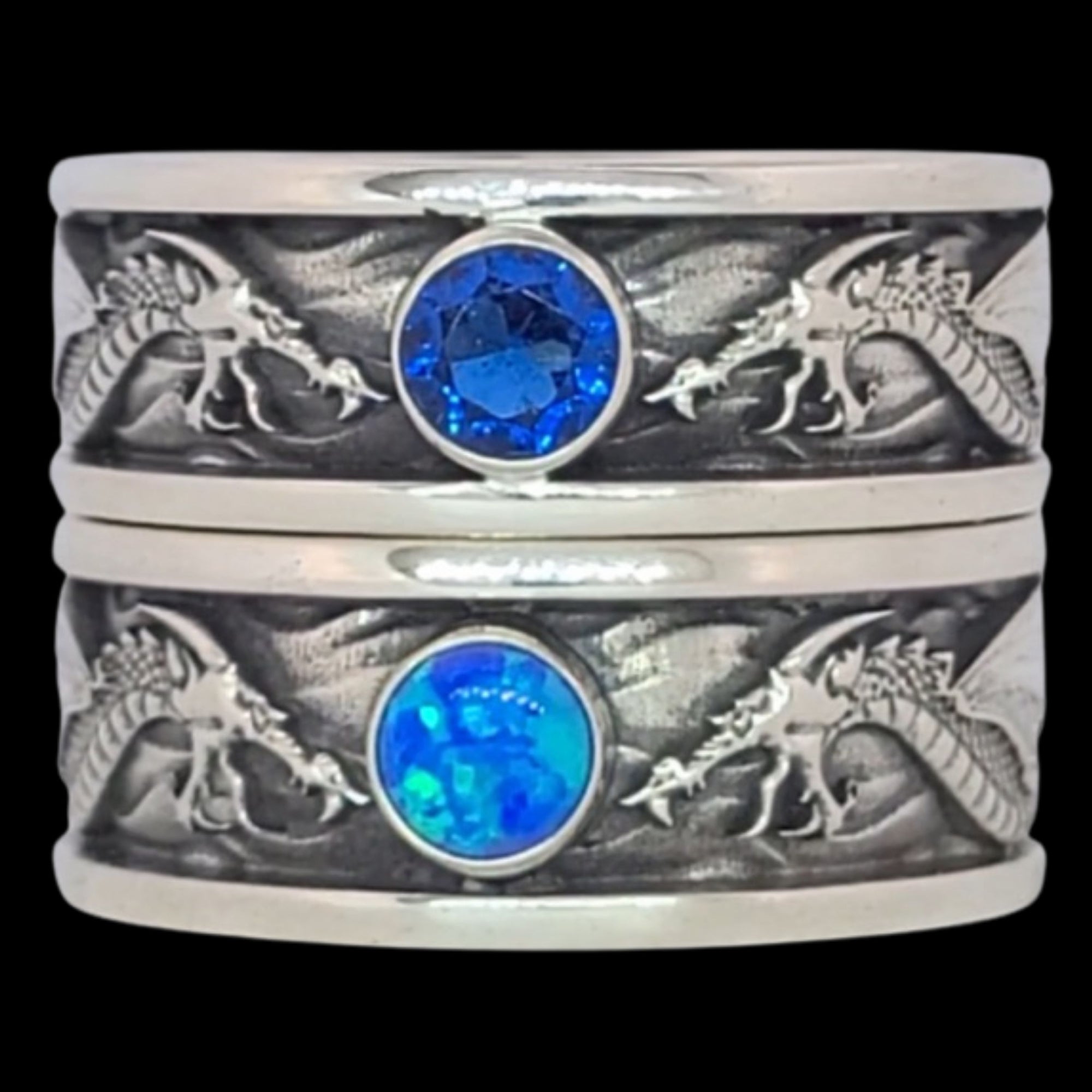 DRACO THE DRAGON SOLITAIRE Band Ring in GOLD with CHOICE OF 5mm GEMSTONE - Starting at $1049