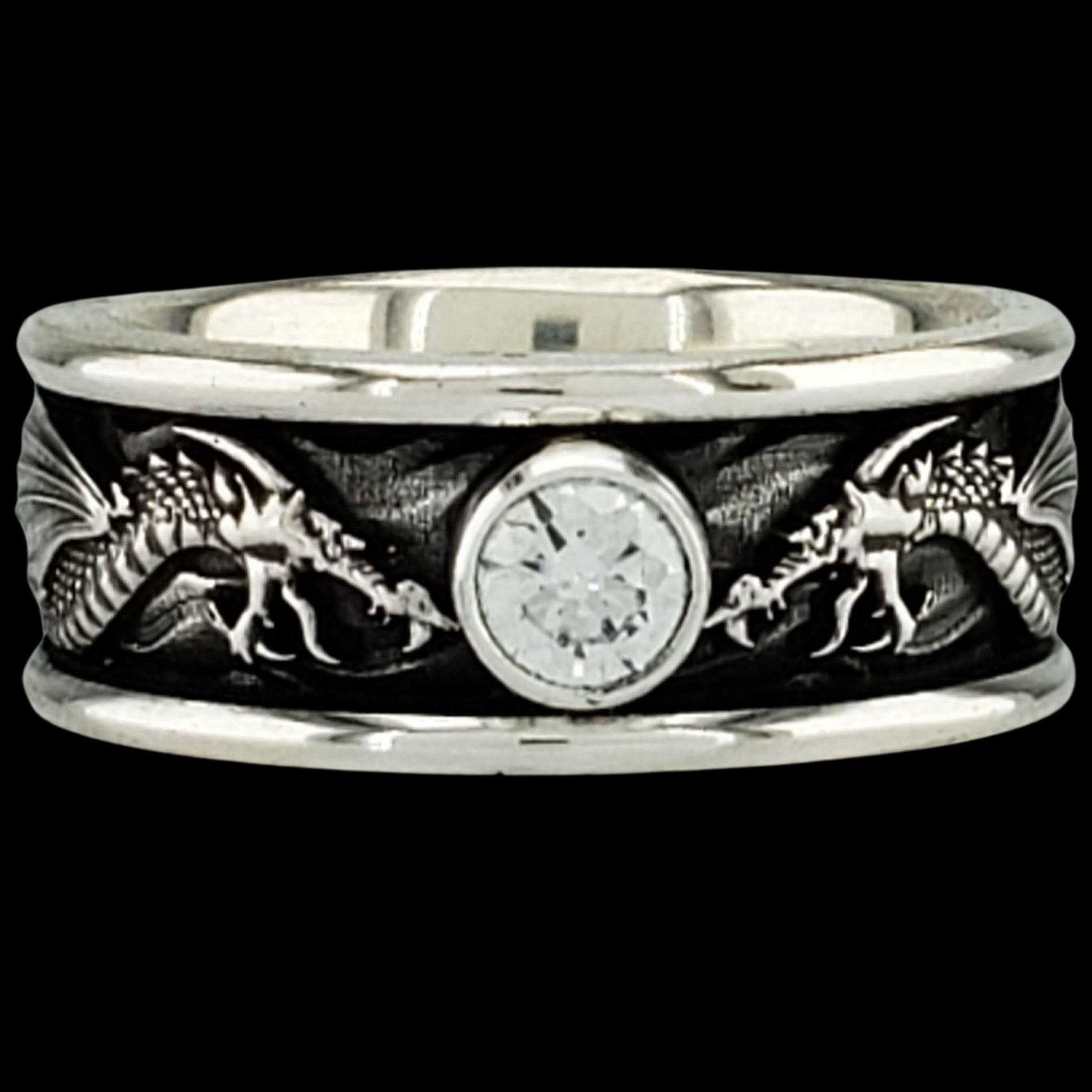 DRACO THE DRAGON SOLITAIRE Band Ring in GOLD with CHOICE OF 5mm GEMSTONE - Starting at $1049