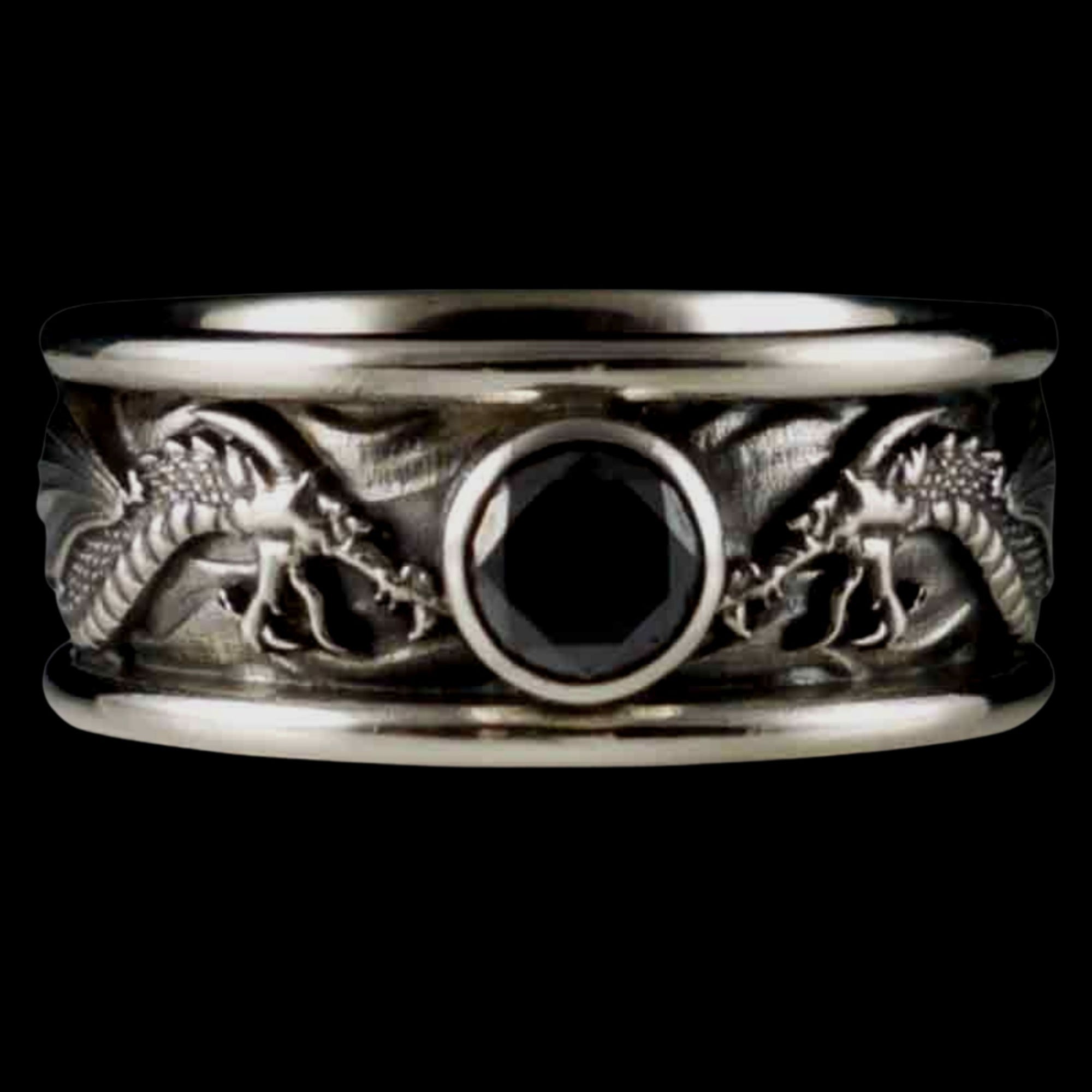 DRACO THE DRAGON SOLITAIRE Band Ring in SILVER, CONTINUUM SILVER or SILVER & GOLD with CHOICE OF 5mm GEMSTONE - Starting at $249