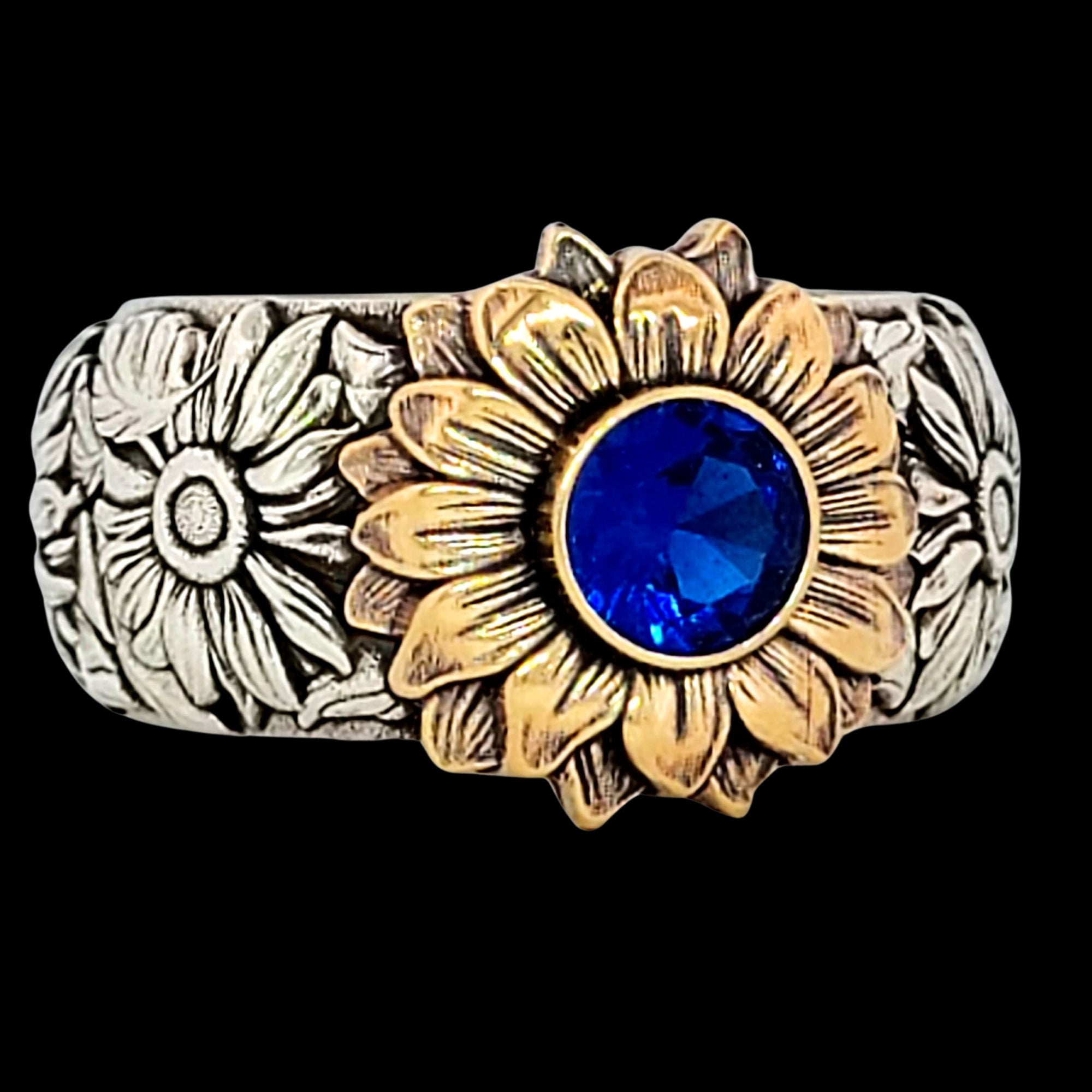 SUNFLOWER SOLITAIRE Ring in GOLD with CHOICE of 5mm GEMSTONE - Starting at $1089