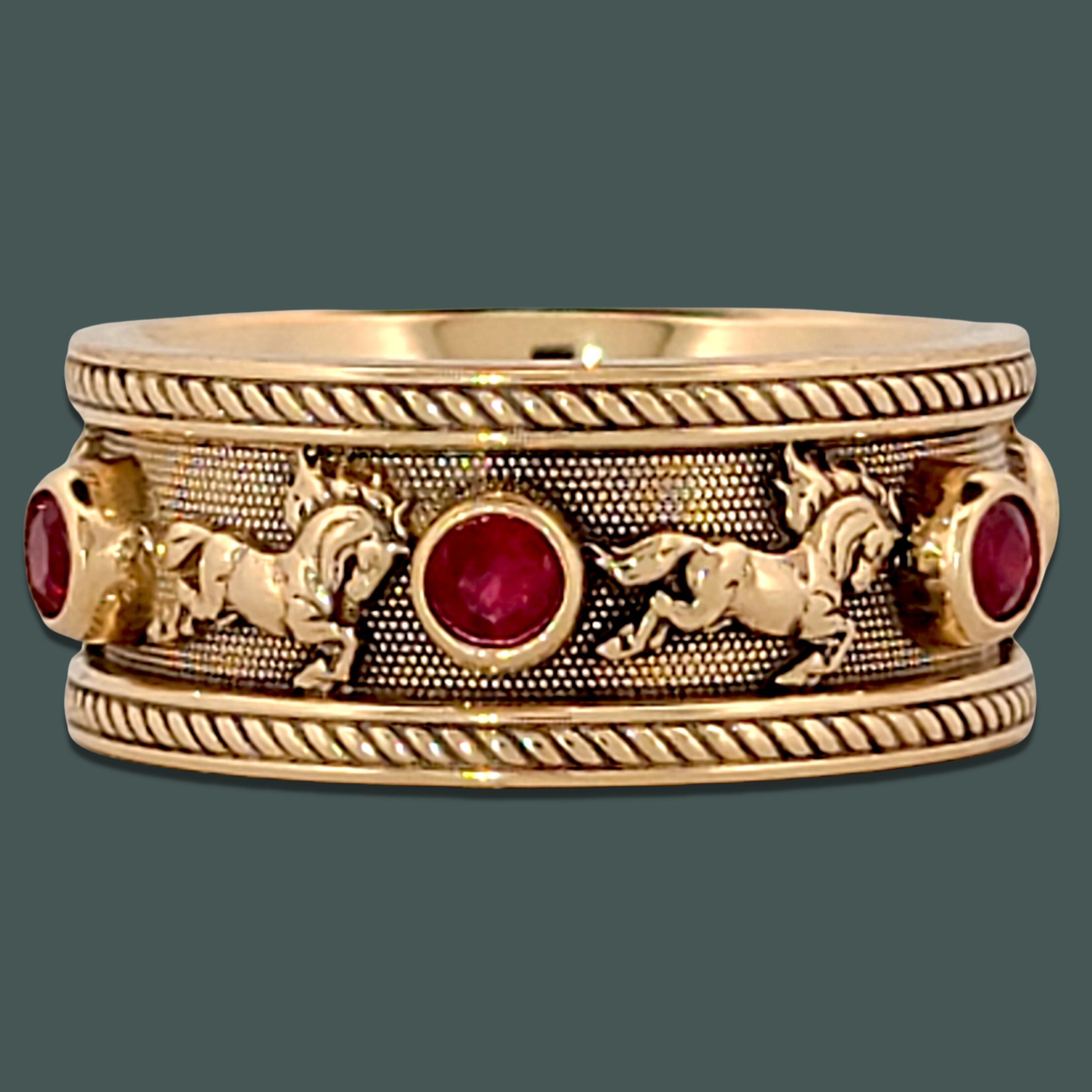 FOAL OF THE FOUR WINDS SOLITAIRE Band Ring in GOLD with CHOICE of Six 3mm GEMSTONES - Starting at $1049