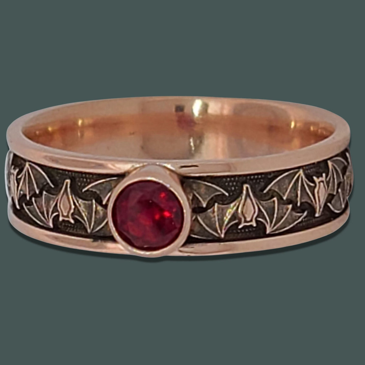 BAT NARROW SOLITAIRE Band Ring in GOLD with CHOICE OF 5mm GEMSTONE - Starting at $449 - Celtic Jewelscapes