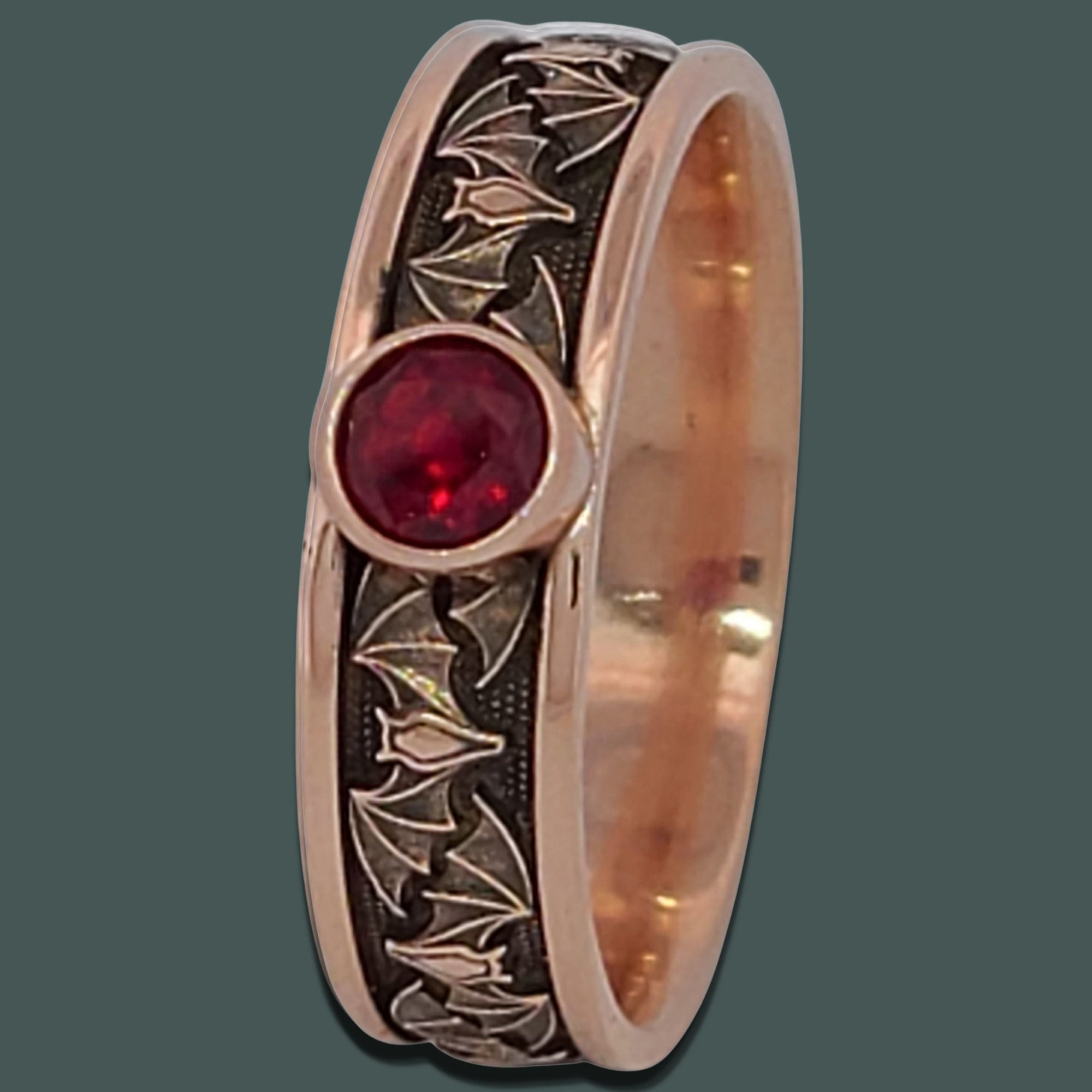 BAT NARROW SOLITAIRE Band Ring in GOLD with CHOICE OF 5mm GEMSTONE - Starting at $449 - Celtic Jewelscapes