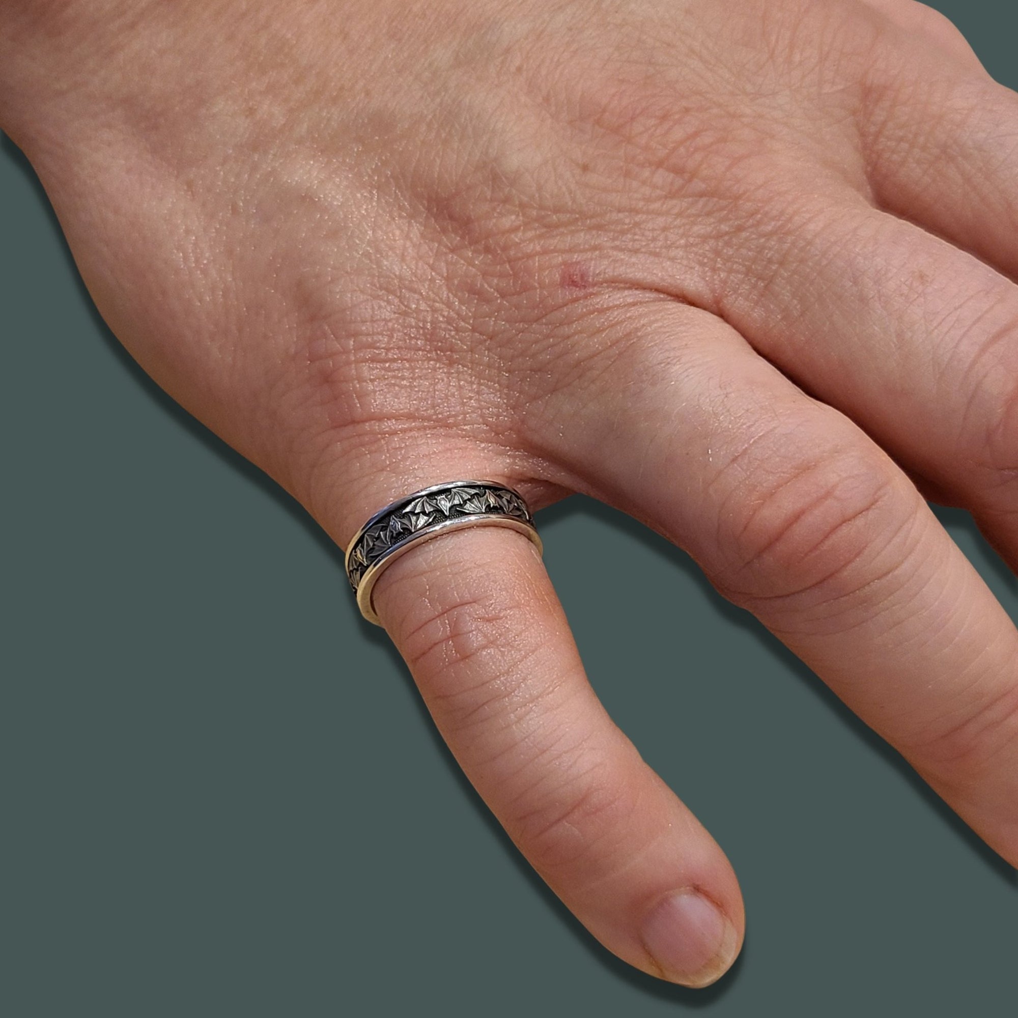 BAT NARROW SOLITAIRE Band Ring in GOLD with CHOICE OF 5mm GEMSTONE - Starting at $449 - Celtic Jewelscapes