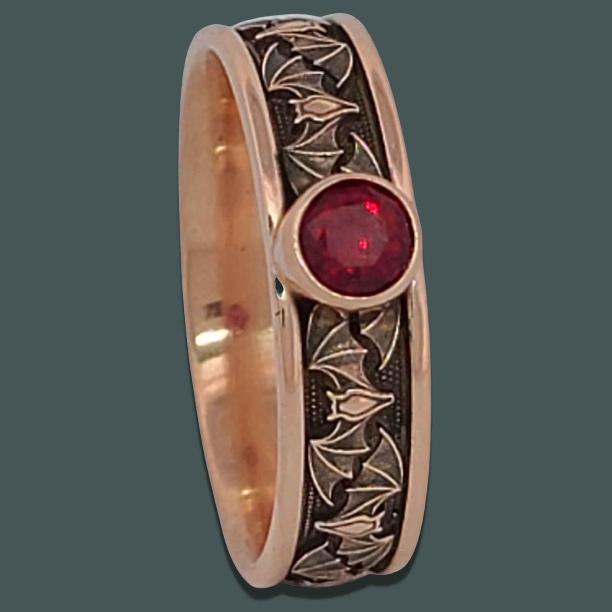 BAT NARROW SOLITAIRE Band Ring in GOLD with CHOICE OF 5mm GEMSTONE - Starting at $449 - Celtic Jewelscapes