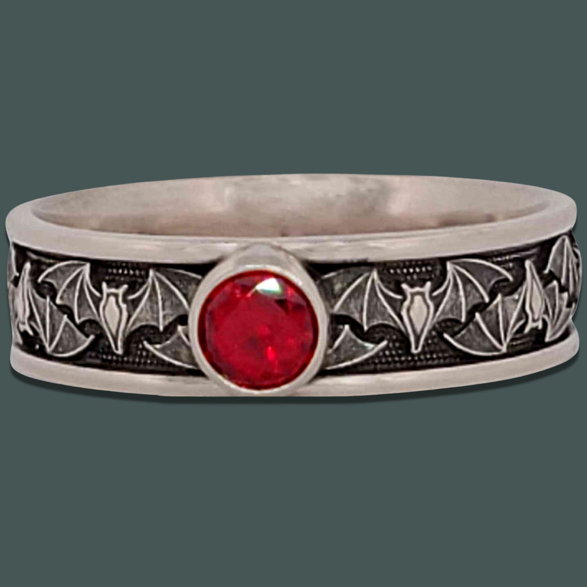 BAT NARROW SOLITAIRE Band Ring in SILVER with CHOICE OF 5mm GEMSTONE - Starting at $189 - Celtic Jewelscapes