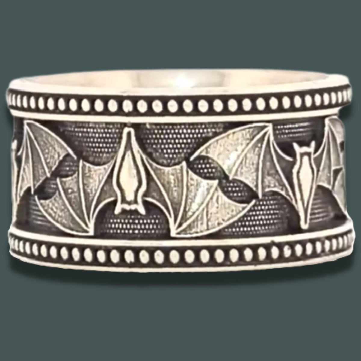 BAT WIDE BEADED Band Ring - Starting at $184 - Celtic Jewelscapes