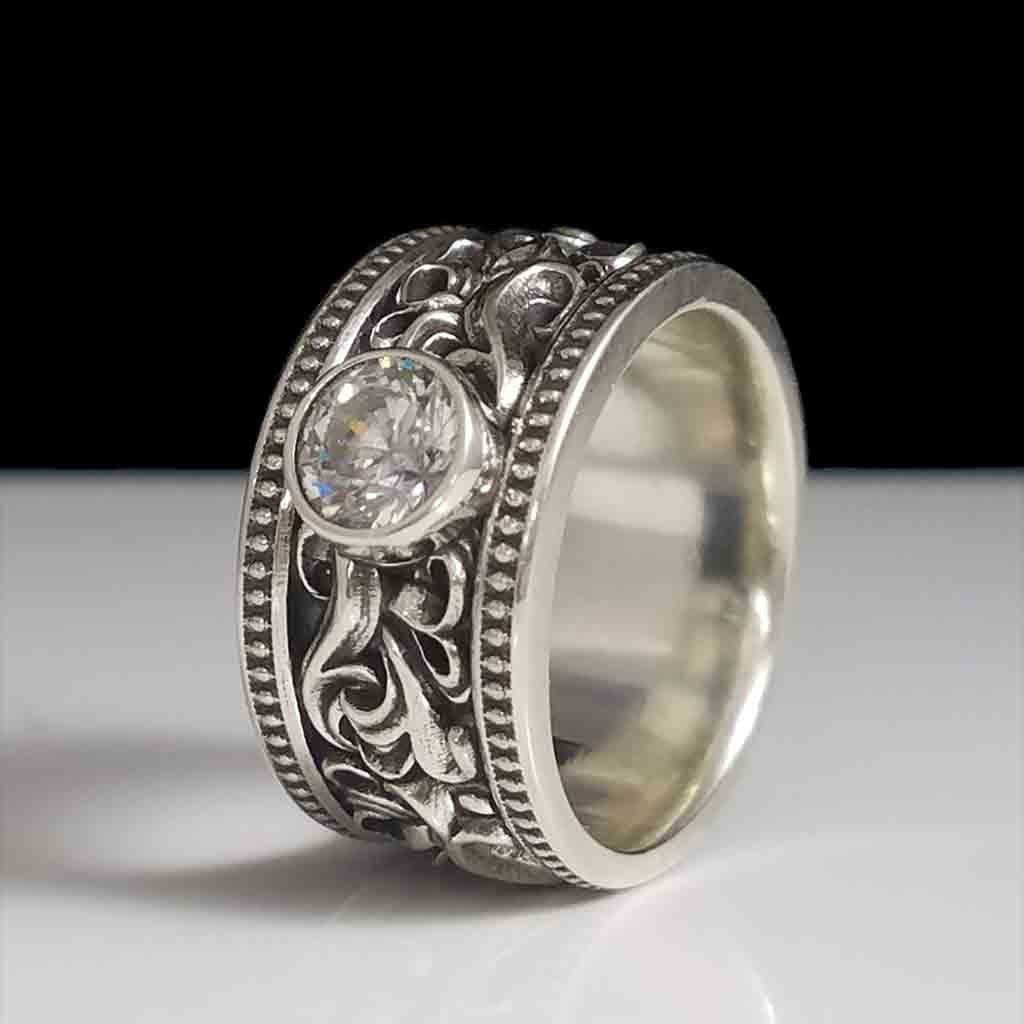 CASCADE BEADED with 1/2 CT CUBIC ZIRCONIA - Starting at $259 - Celtic Jewelscapes