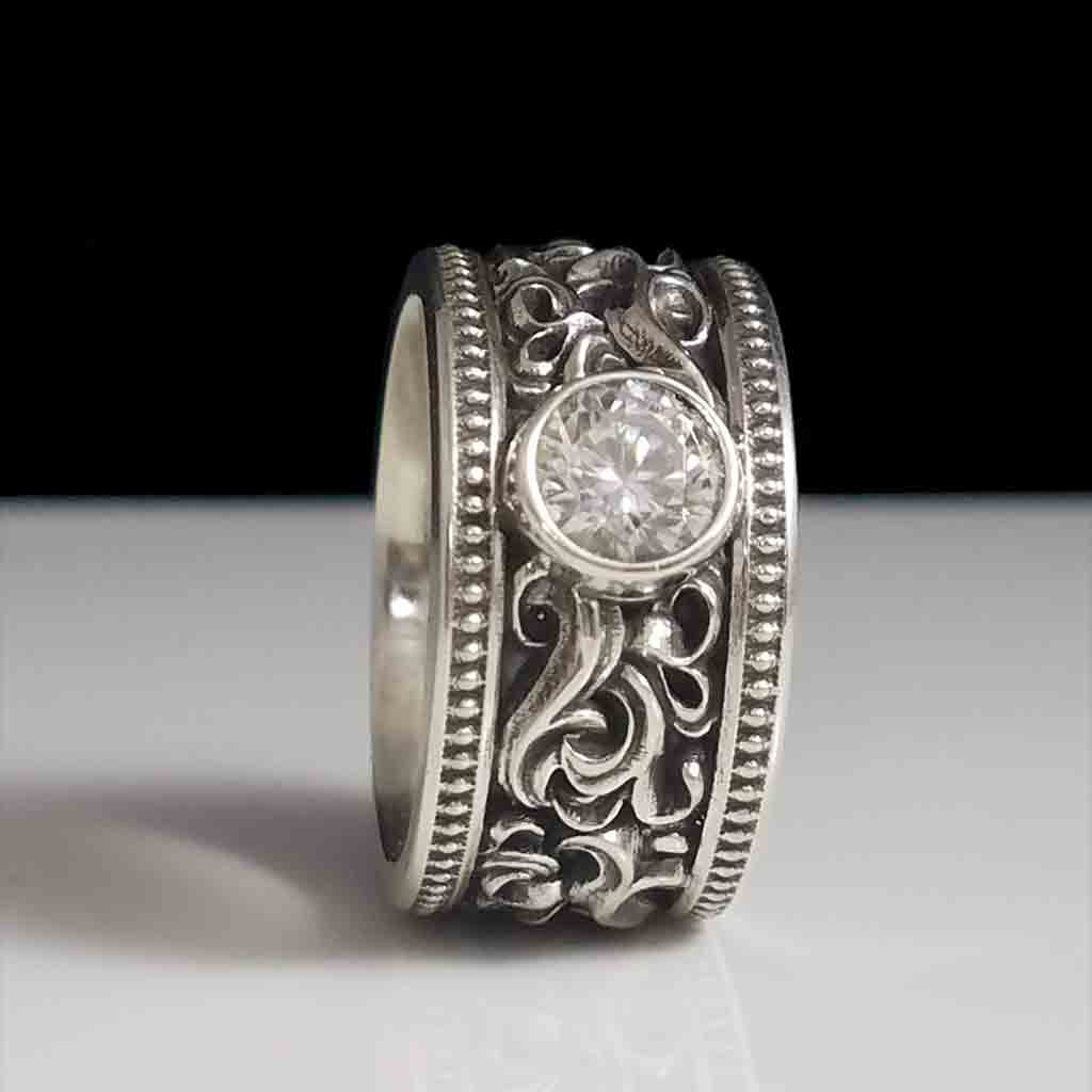 CASCADE BEADED with 1/2 CT CUBIC ZIRCONIA - Starting at $259 - Celtic Jewelscapes