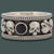 MEMENTO MORI II WIDE SKULL SOLITAIRE BAND RING in SILVER with CHOICE of 5mm GEMSTONE- Starting at $259 - Celtic Jewelscapes
