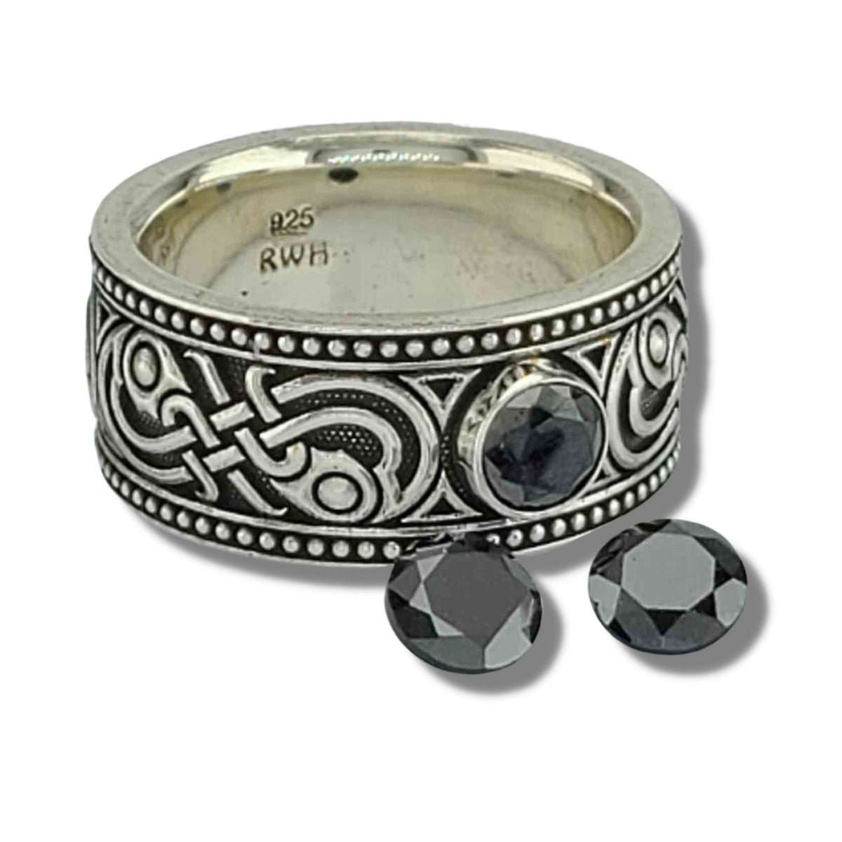 NORSE COLLECTION RING #3 with BLACK DIAMOND - Starting at $459 - Celtic Jewelscapes
