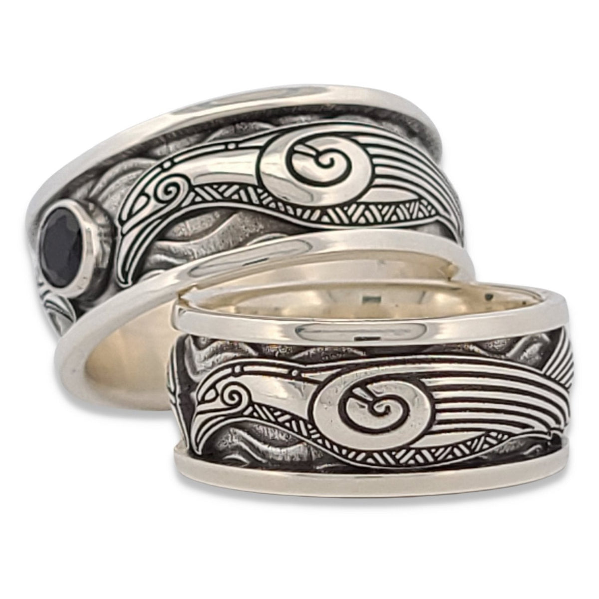 RAVENS OF ODIN SOLITAIRE Band Ring in GOLD with CHOICE OF 5mm GEMSTONE - Starting at $1049 - Celtic Jewelscapes